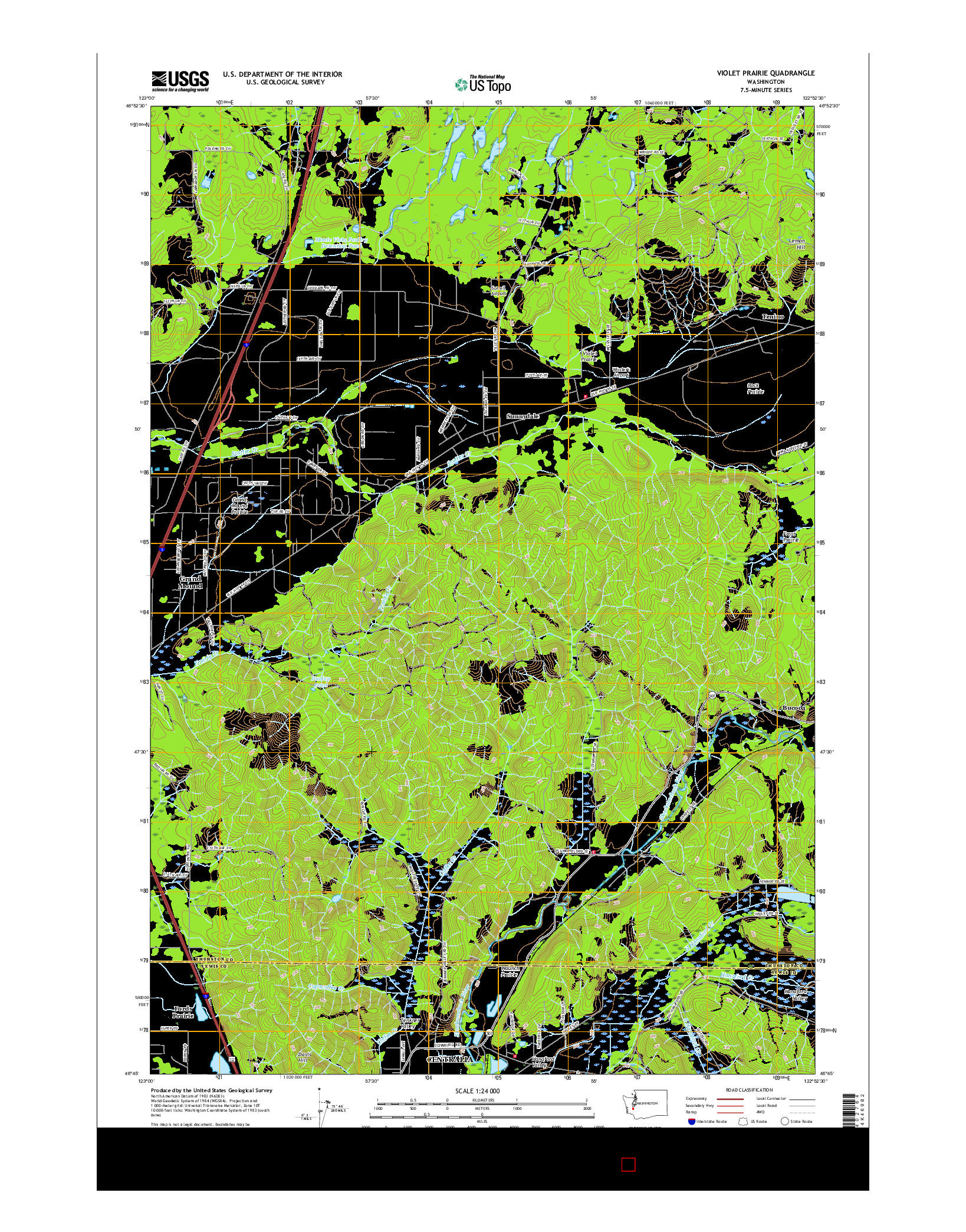 USGS US TOPO 7.5-MINUTE MAP FOR VIOLET PRAIRIE, WA 2017
