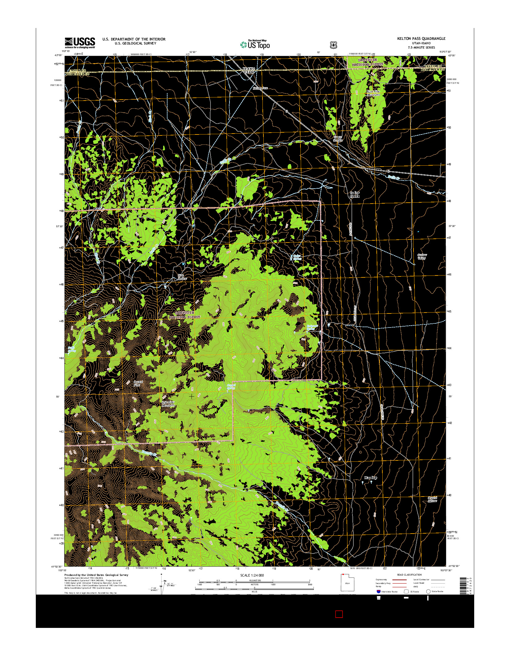 USGS US TOPO 7.5-MINUTE MAP FOR KELTON PASS, UT-ID 2017