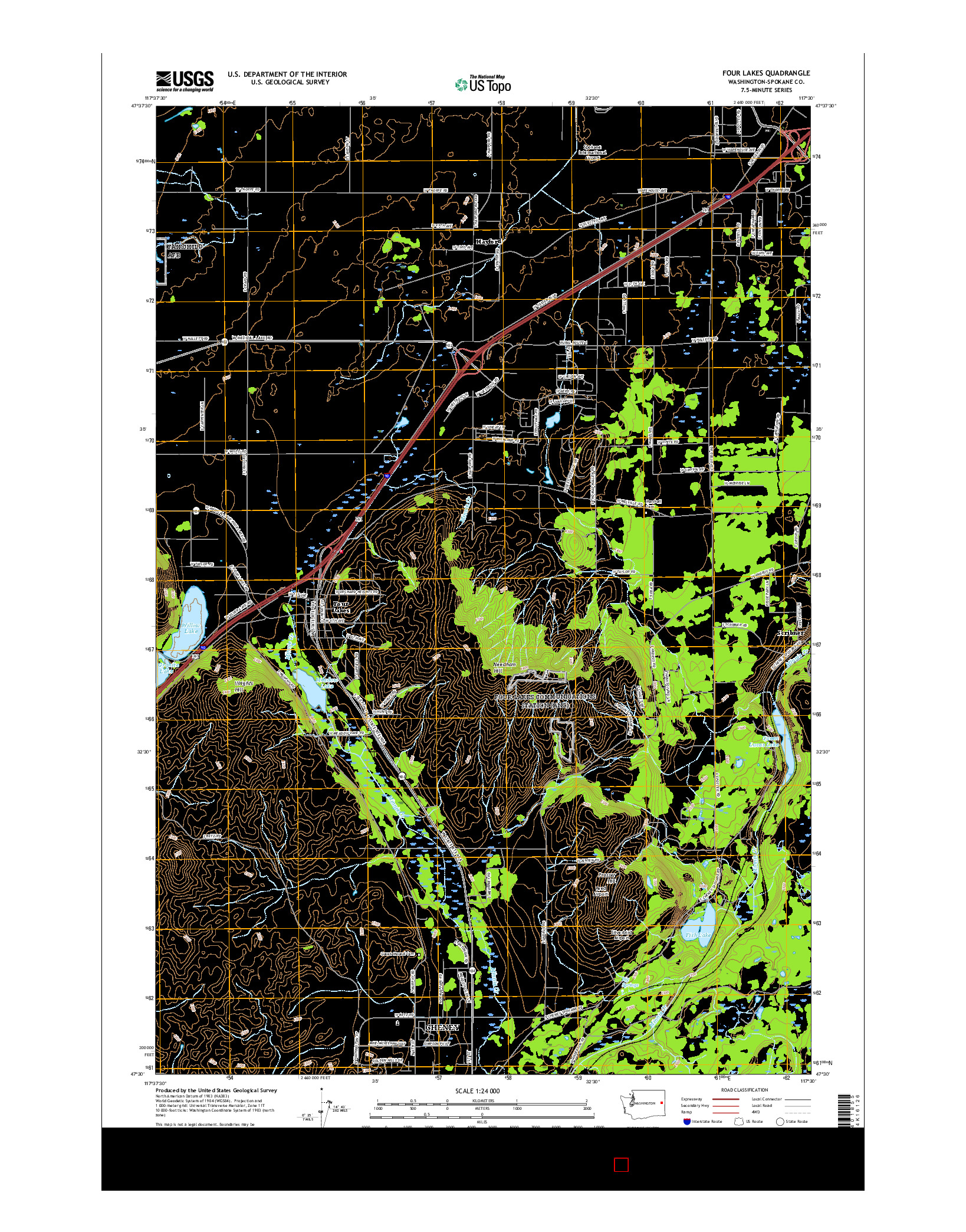 USGS US TOPO 7.5-MINUTE MAP FOR FOUR LAKES, WA 2017