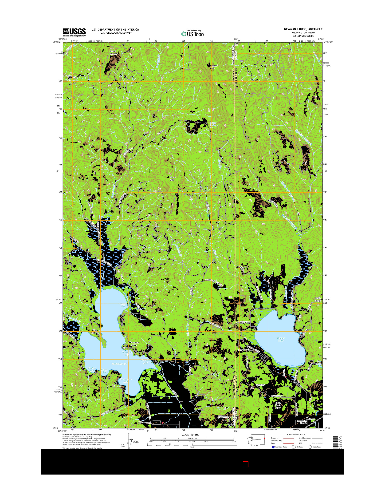 USGS US TOPO 7.5-MINUTE MAP FOR NEWMAN LAKE, WA-ID 2017