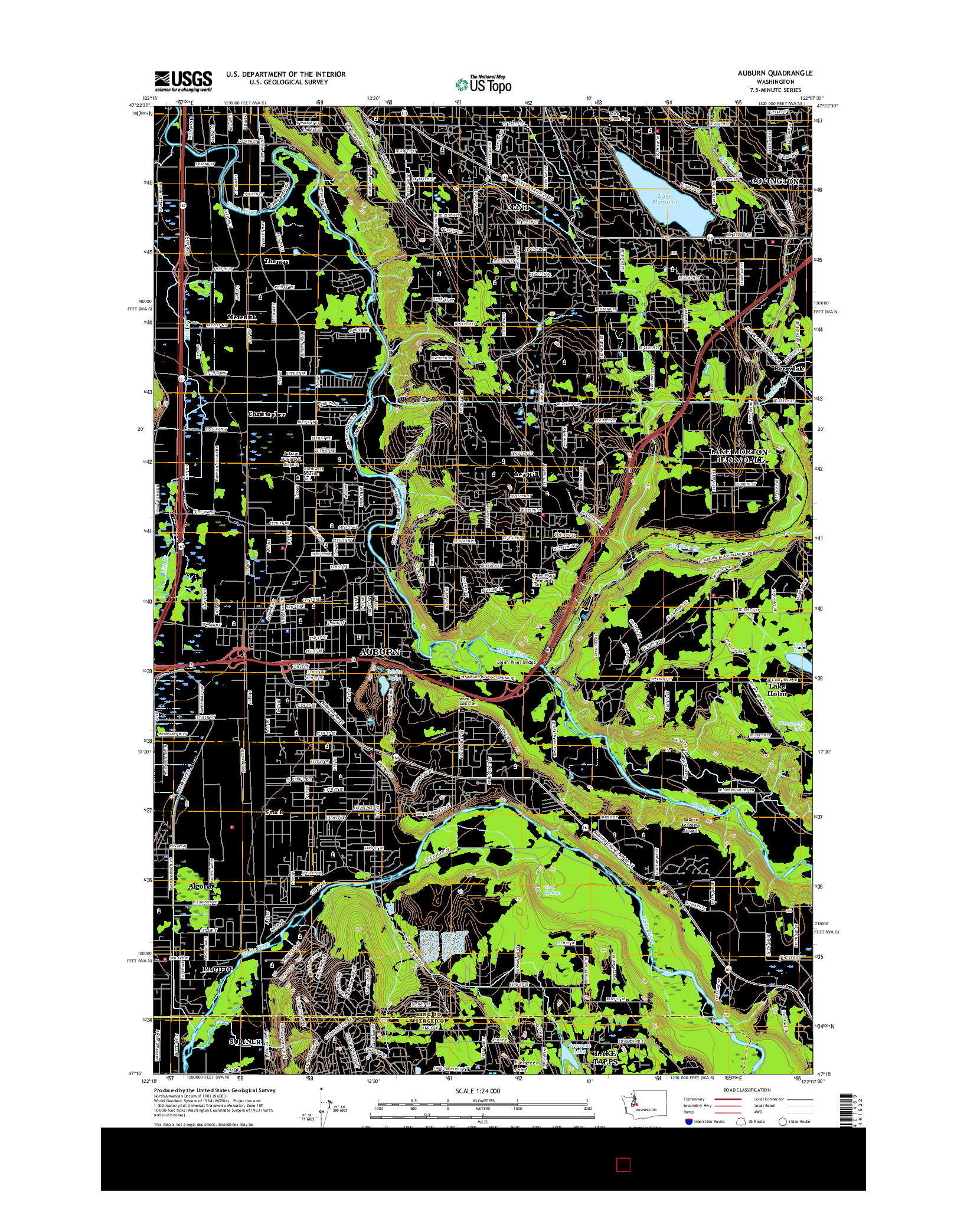 USGS US TOPO 7.5-MINUTE MAP FOR AUBURN, WA 2017