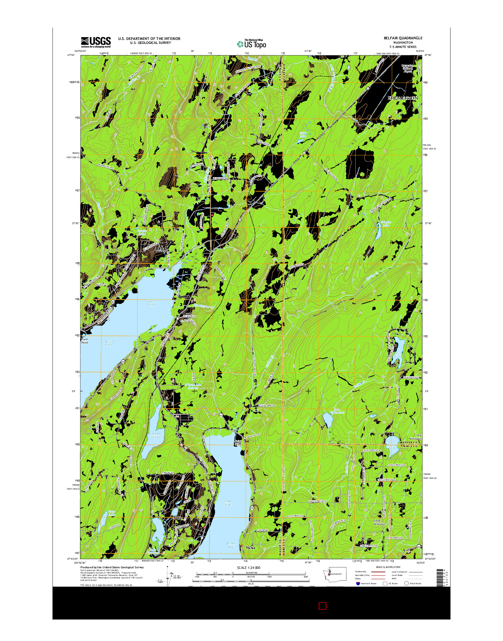USGS US TOPO 7.5-MINUTE MAP FOR BELFAIR, WA 2017