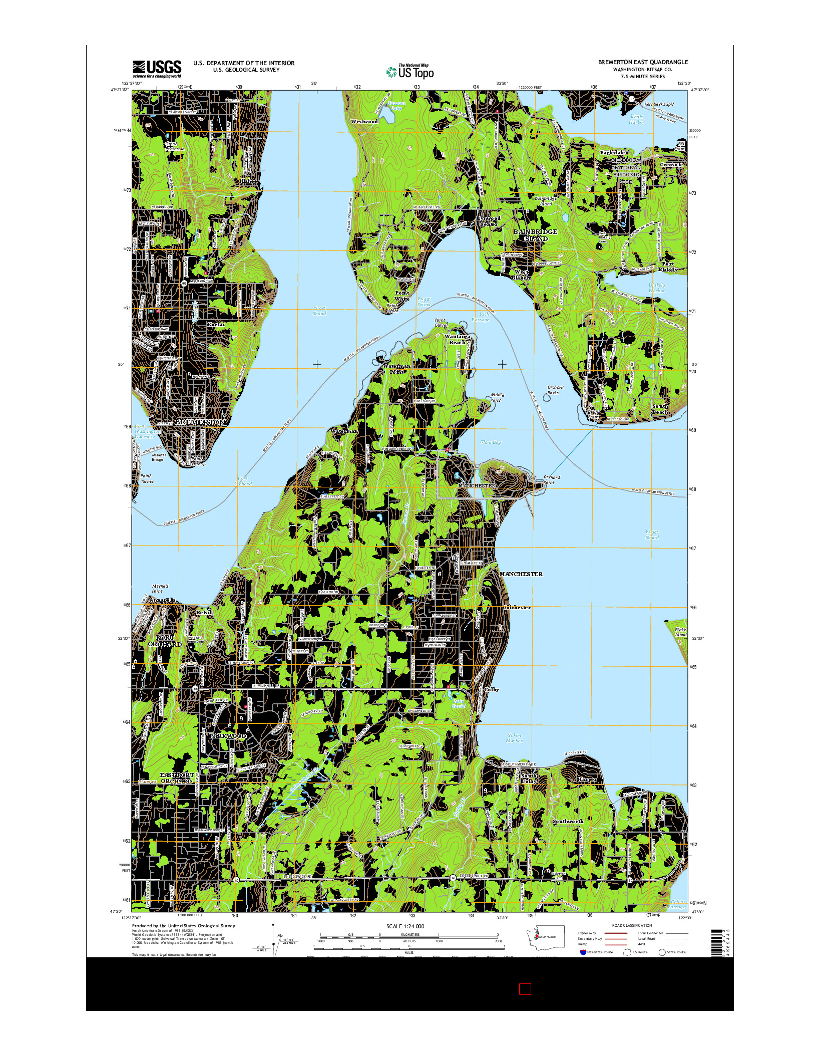 USGS US TOPO 7.5-MINUTE MAP FOR BREMERTON EAST, WA 2017