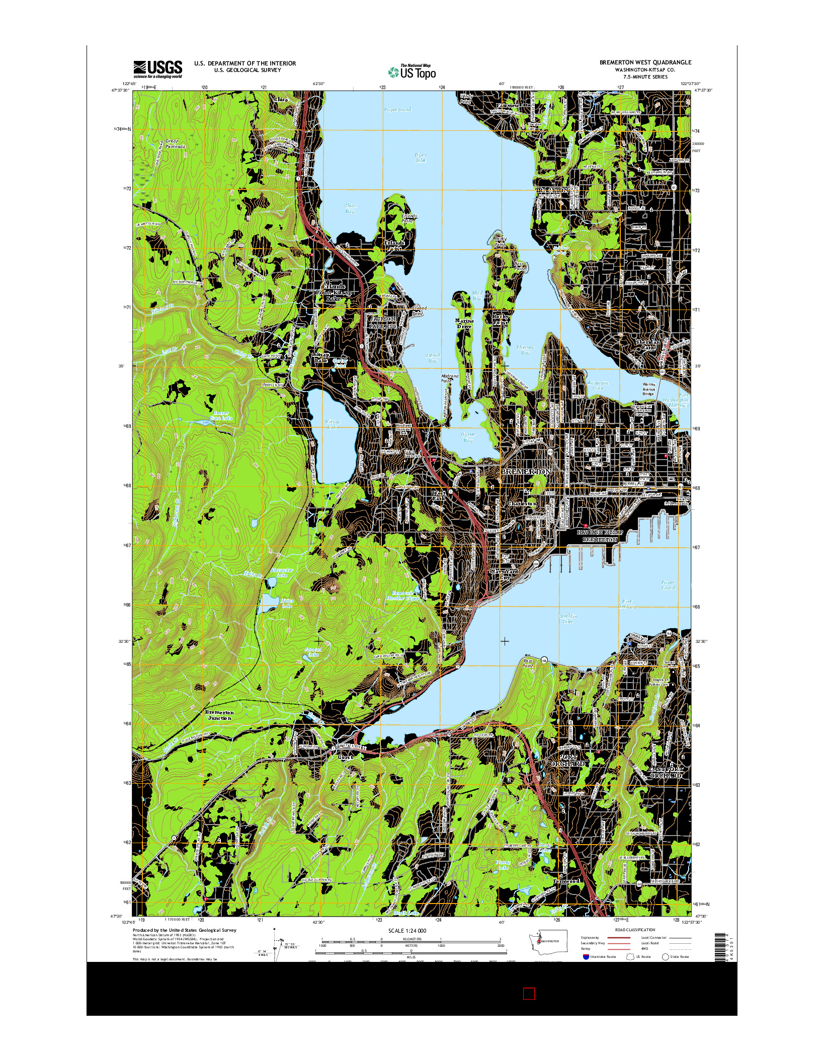 USGS US TOPO 7.5-MINUTE MAP FOR BREMERTON WEST, WA 2017