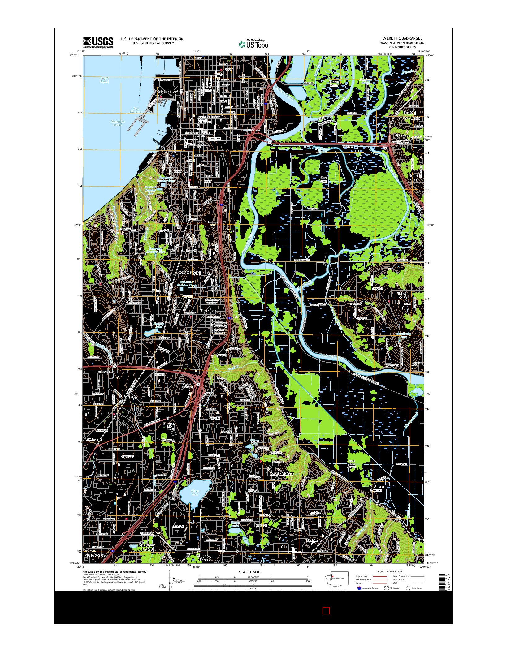 USGS US TOPO 7.5-MINUTE MAP FOR EVERETT, WA 2017