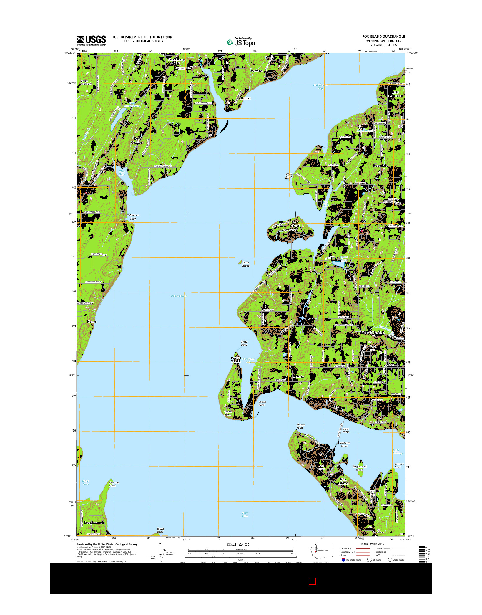 USGS US TOPO 7.5-MINUTE MAP FOR FOX ISLAND, WA 2017