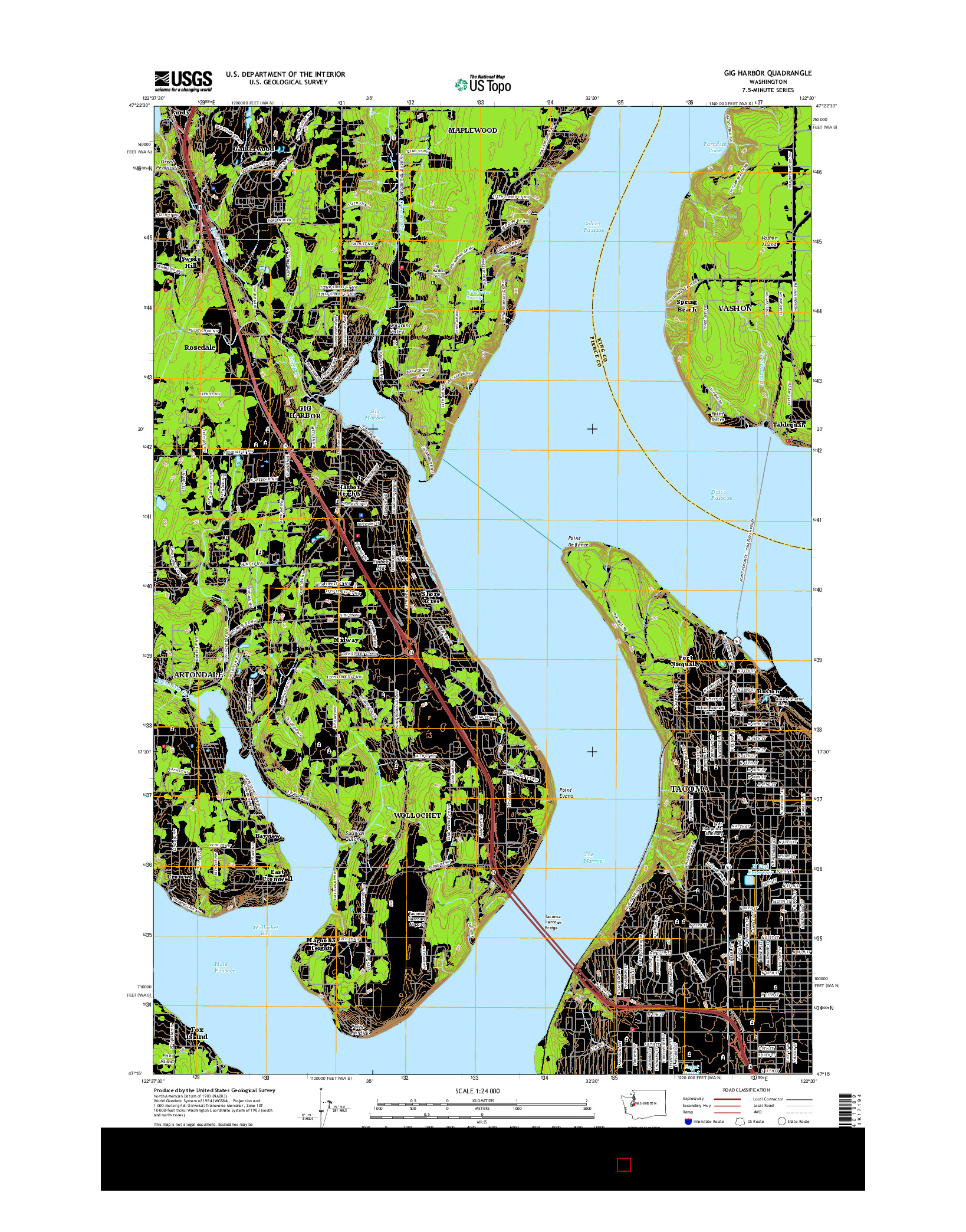 USGS US TOPO 7.5-MINUTE MAP FOR GIG HARBOR, WA 2017
