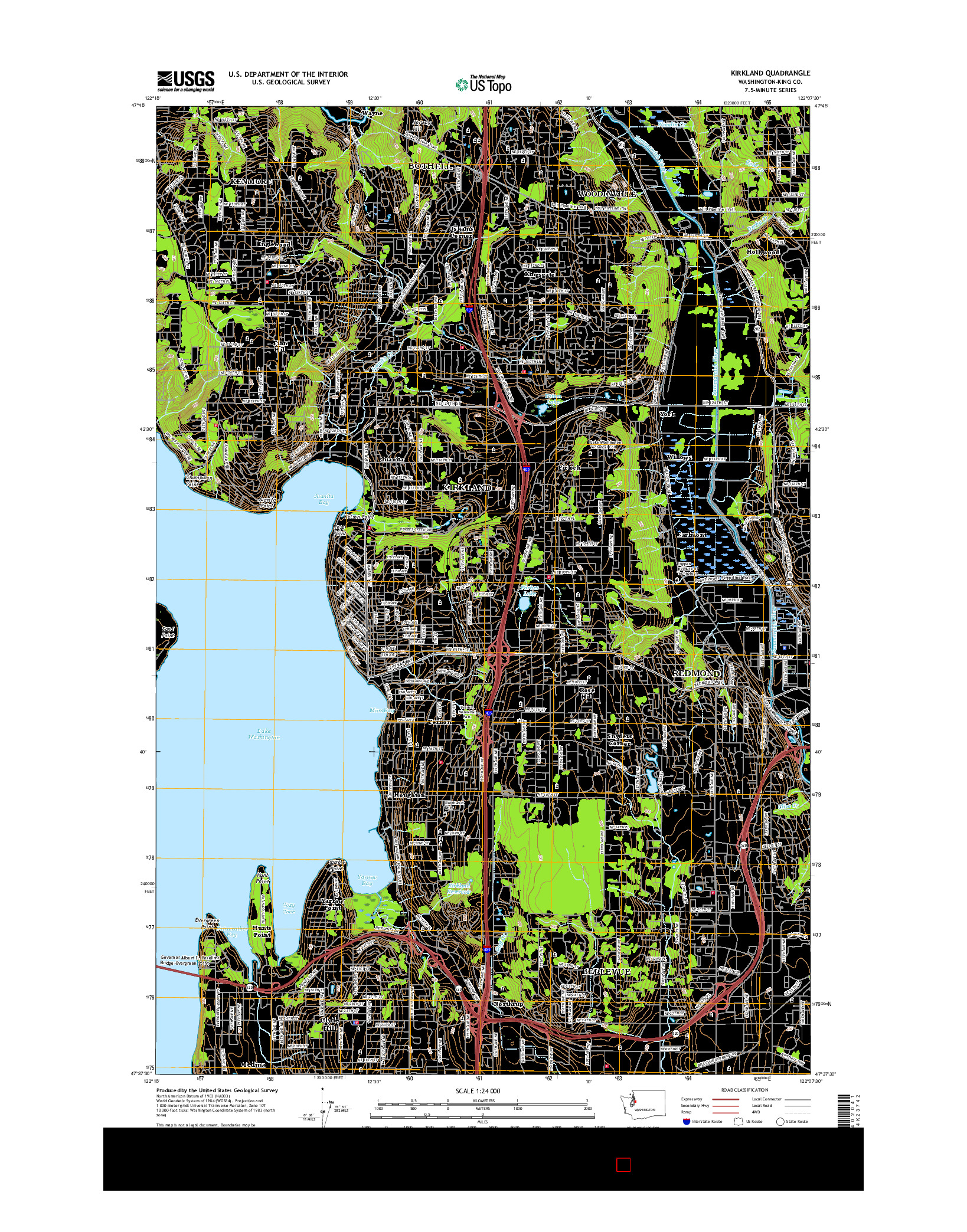 USGS US TOPO 7.5-MINUTE MAP FOR KIRKLAND, WA 2017