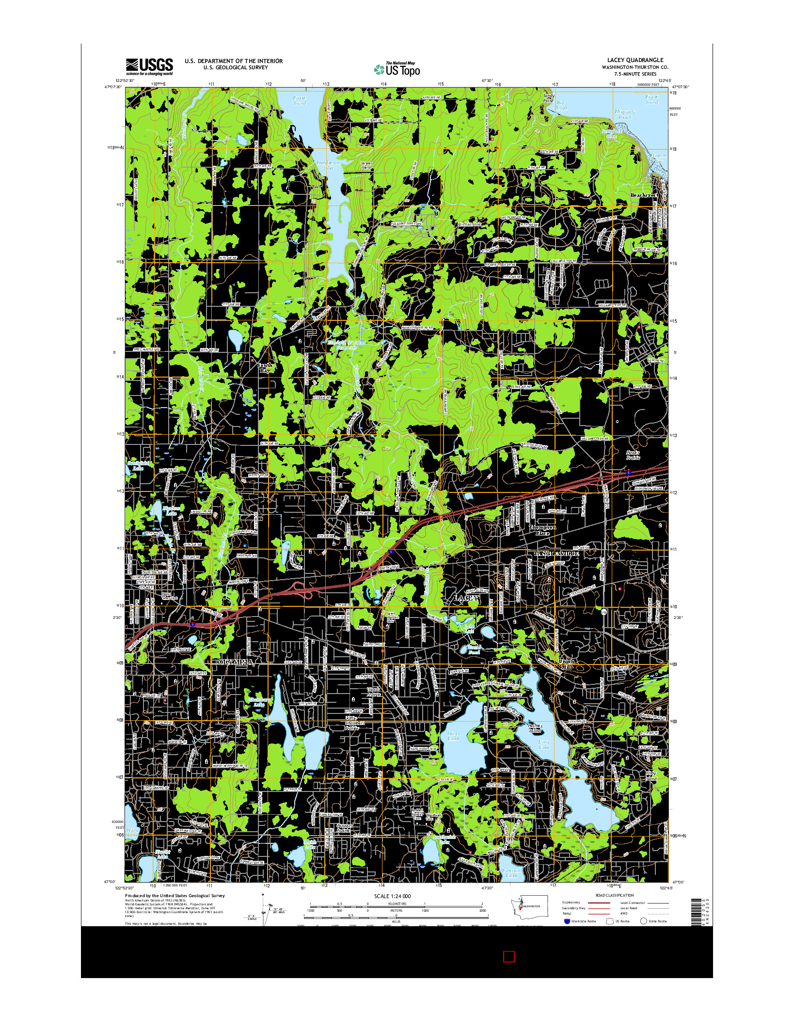 USGS US TOPO 7.5-MINUTE MAP FOR LACEY, WA 2017