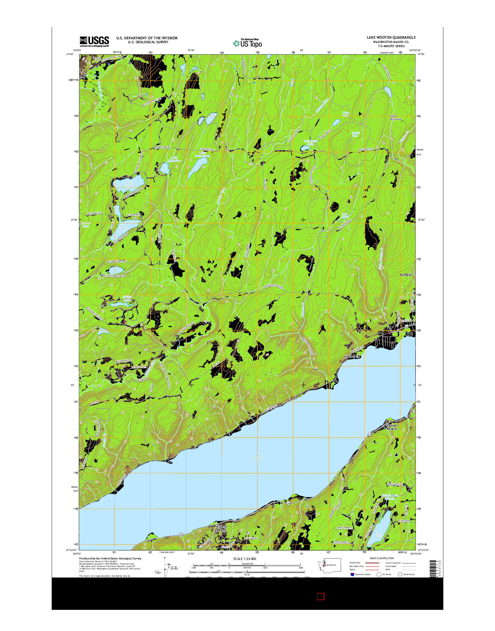 USGS US TOPO 7.5-MINUTE MAP FOR LAKE WOOTEN, WA 2017