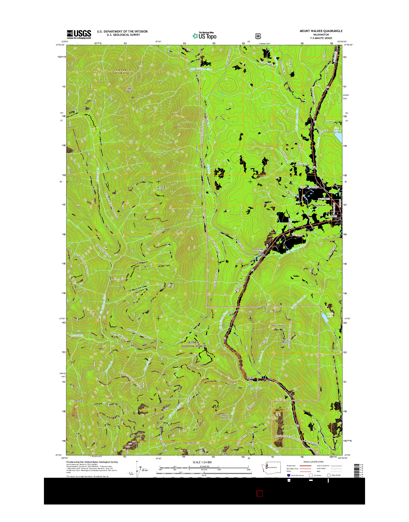 USGS US TOPO 7.5-MINUTE MAP FOR MOUNT WALKER, WA 2017