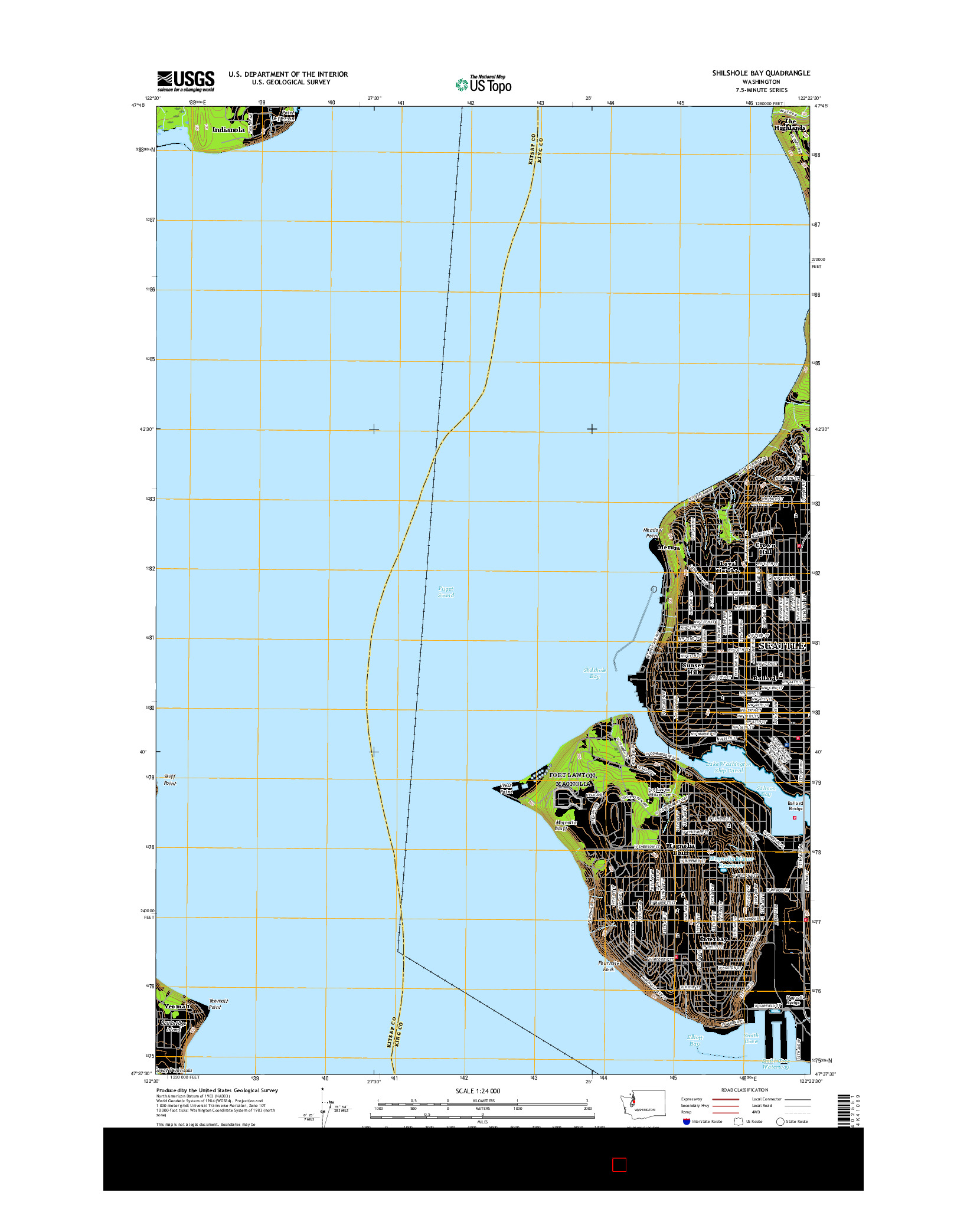 USGS US TOPO 7.5-MINUTE MAP FOR SHILSHOLE BAY, WA 2017