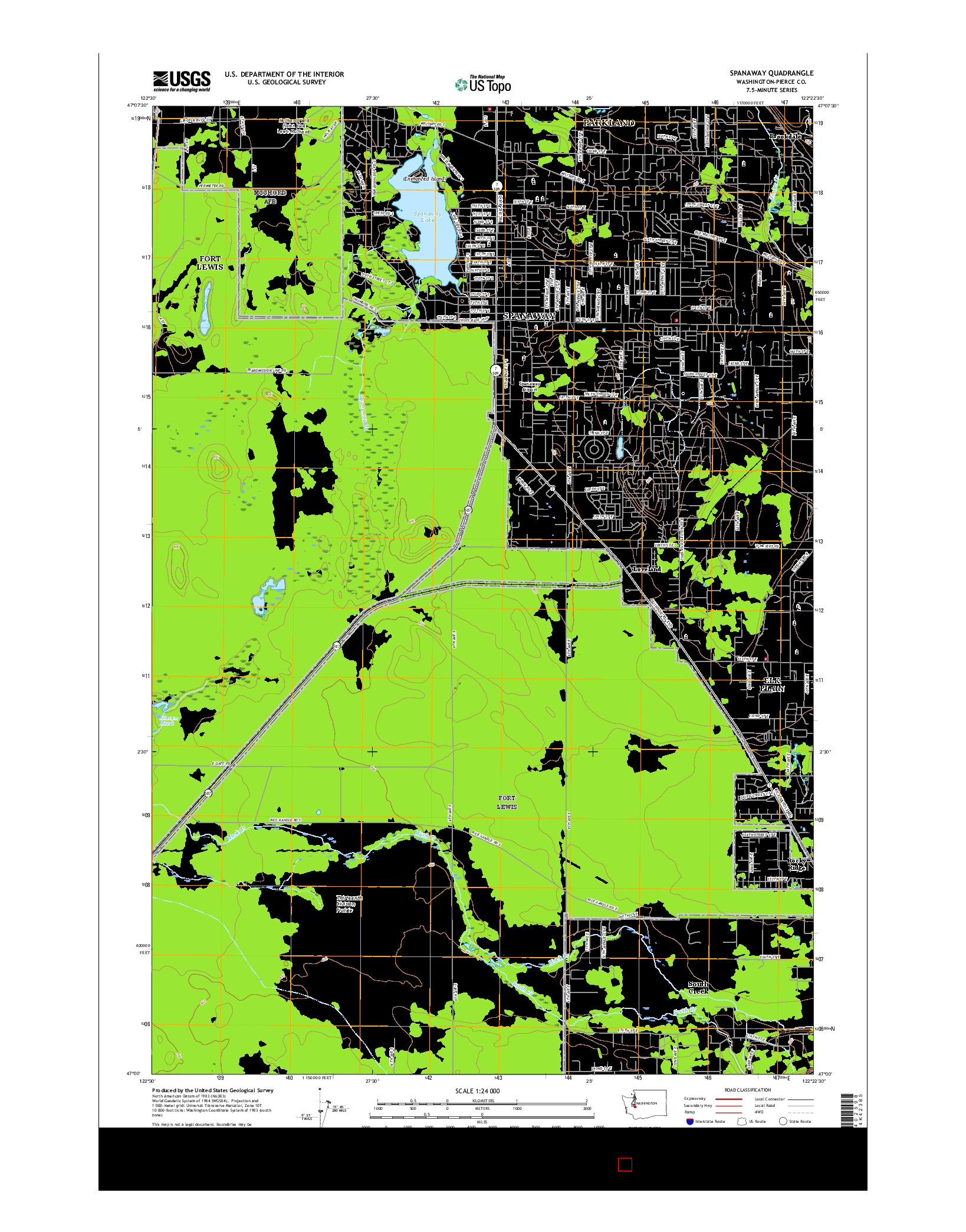 USGS US TOPO 7.5-MINUTE MAP FOR SPANAWAY, WA 2017