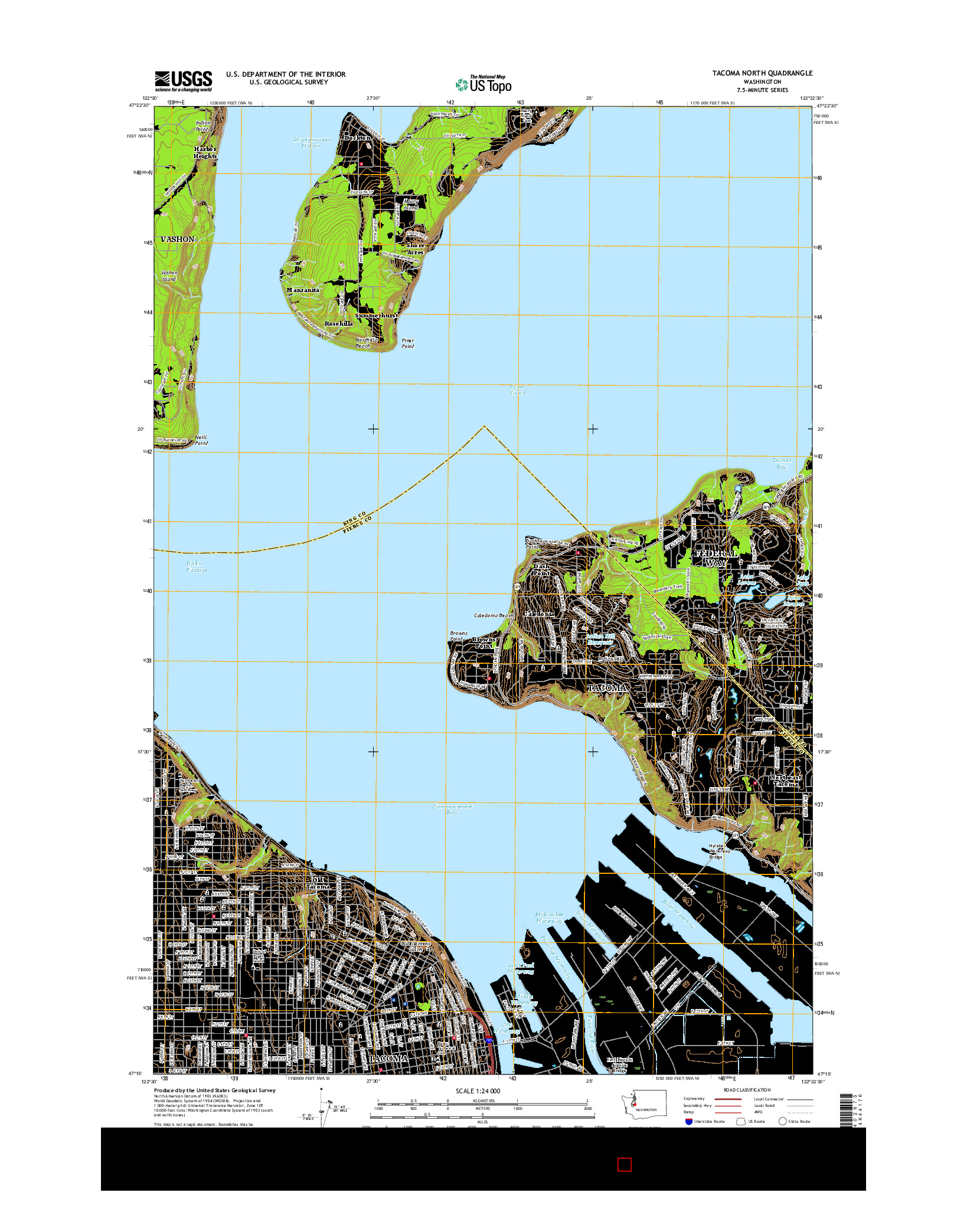 USGS US TOPO 7.5-MINUTE MAP FOR TACOMA NORTH, WA 2017