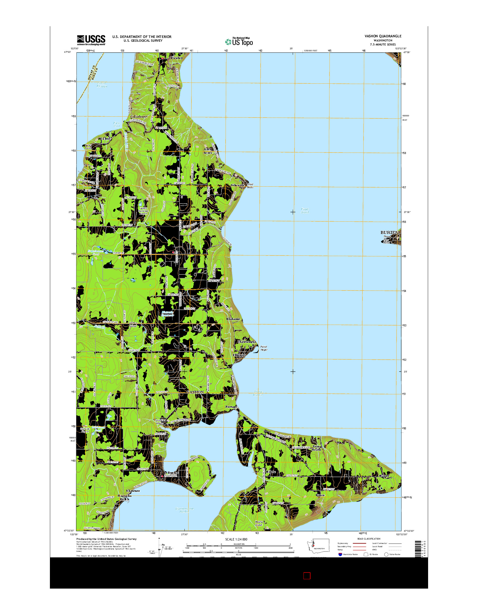 USGS US TOPO 7.5-MINUTE MAP FOR VASHON, WA 2017