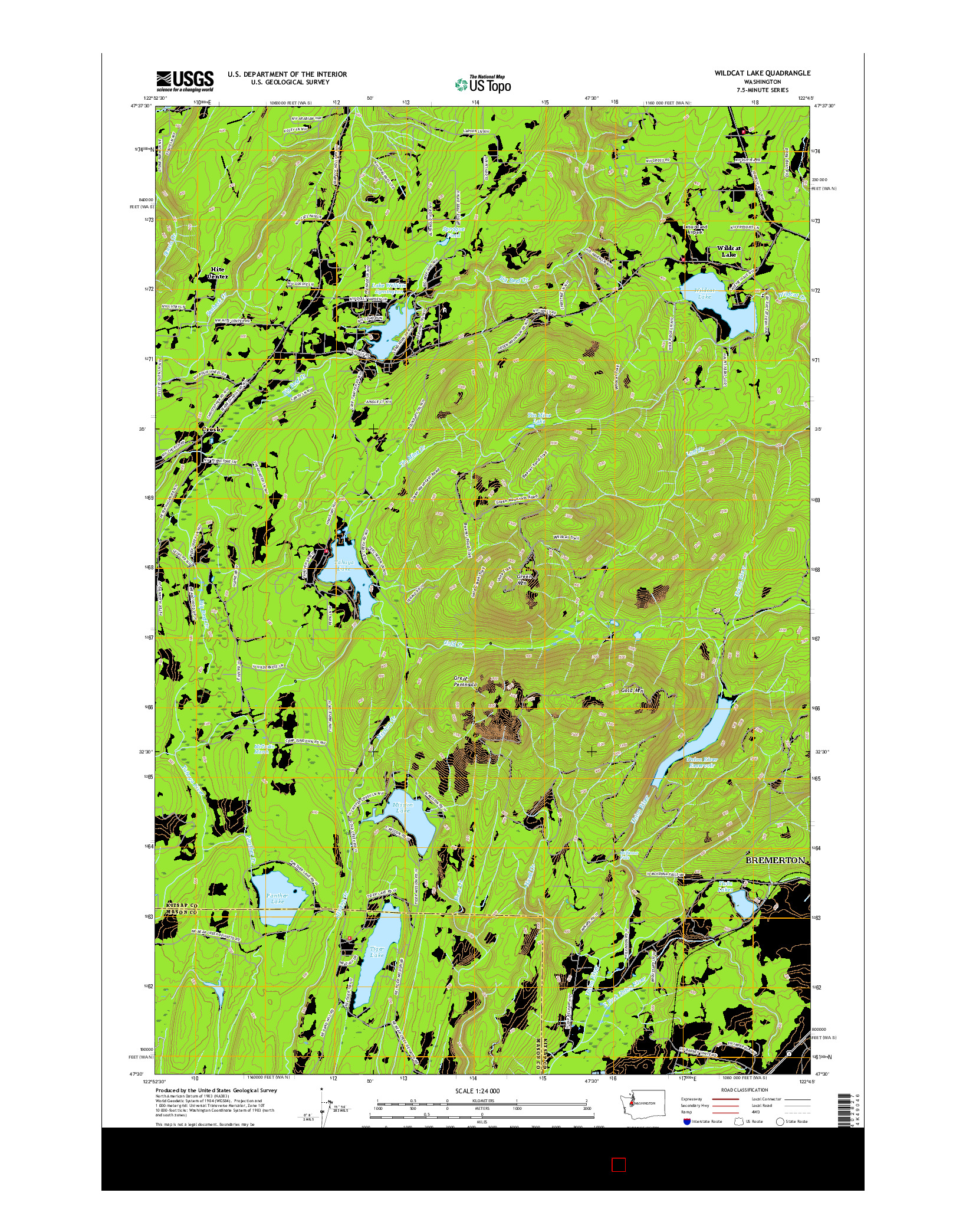 USGS US TOPO 7.5-MINUTE MAP FOR WILDCAT LAKE, WA 2017