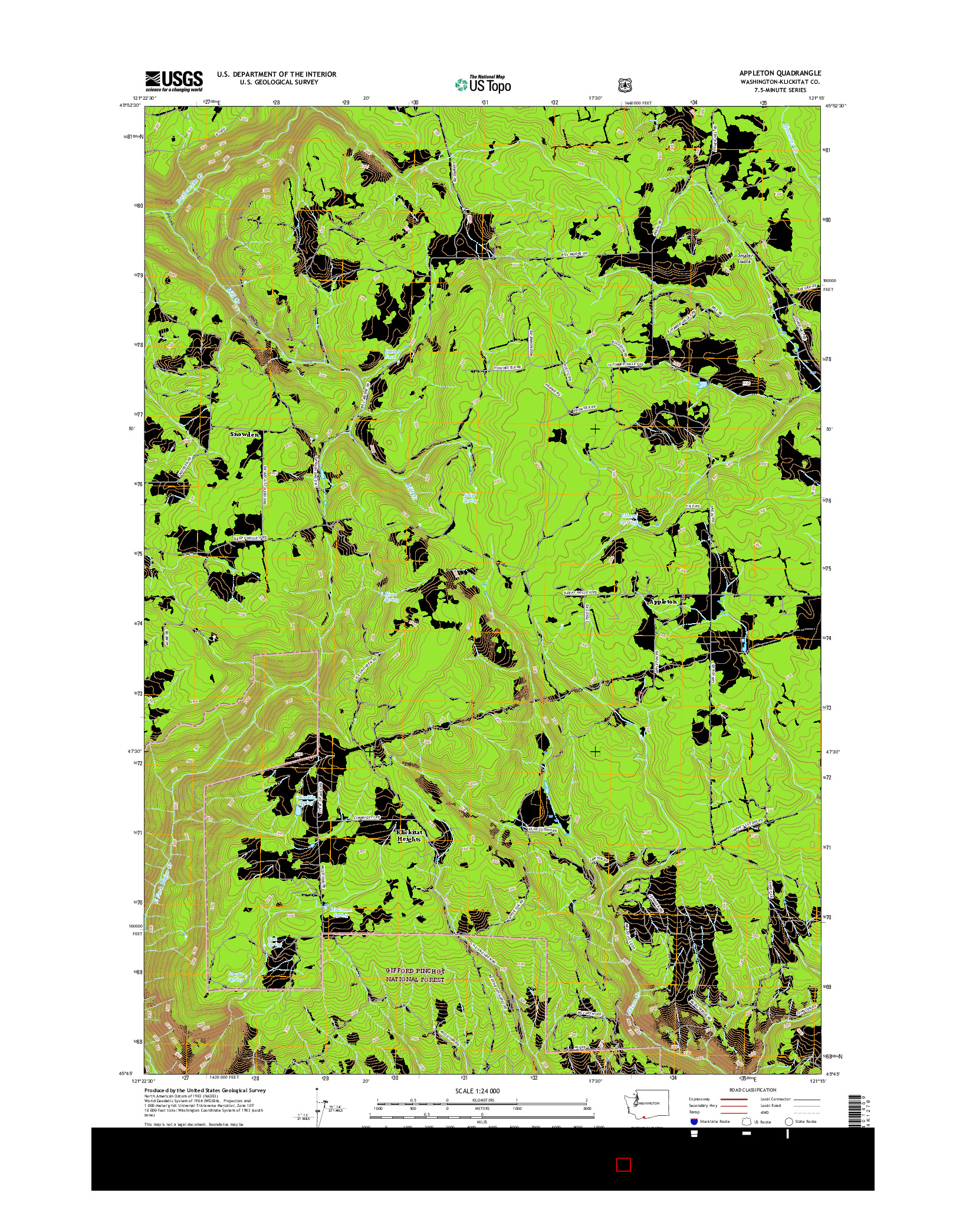 USGS US TOPO 7.5-MINUTE MAP FOR APPLETON, WA 2017