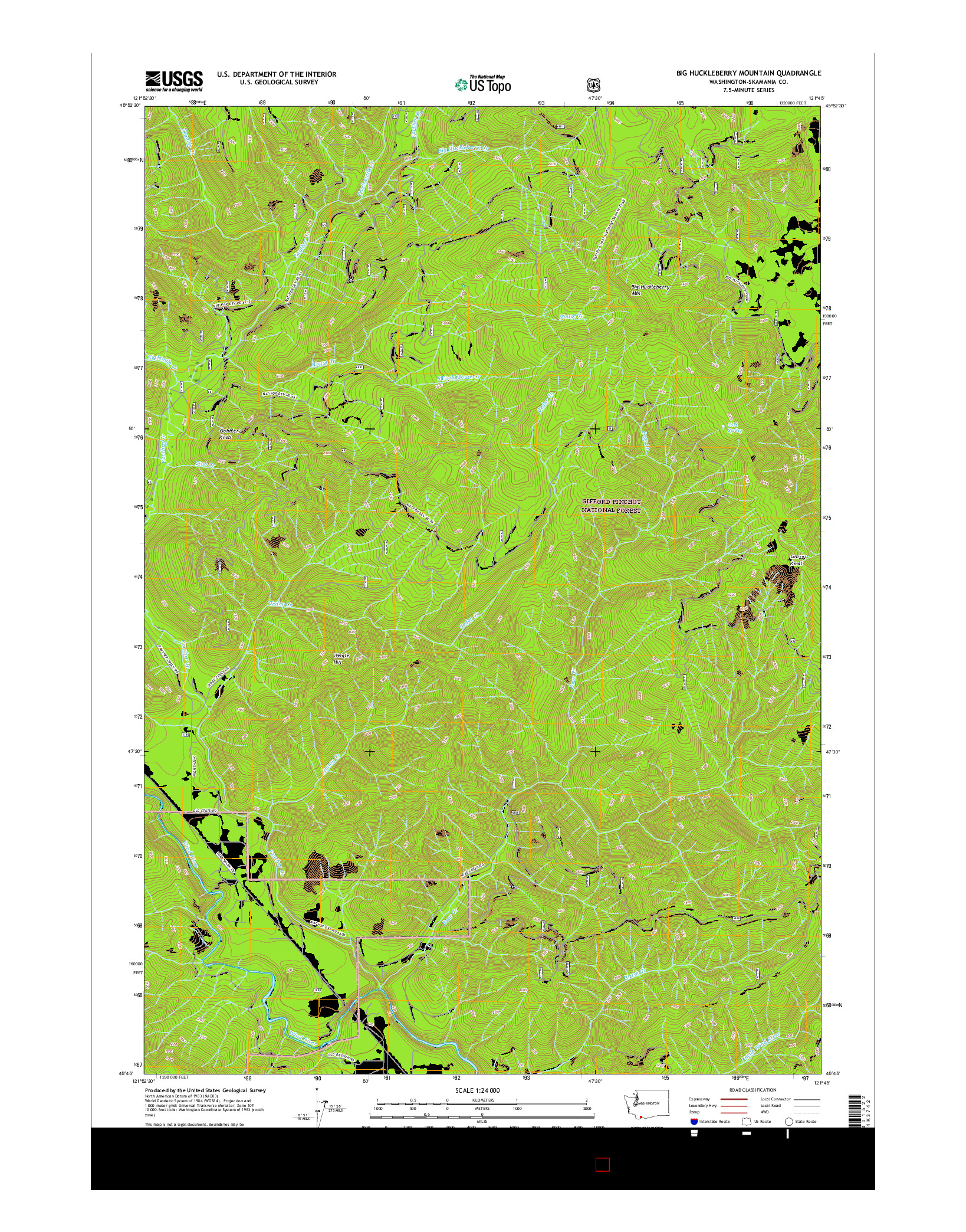 USGS US TOPO 7.5-MINUTE MAP FOR BIG HUCKLEBERRY MOUNTAIN, WA 2017