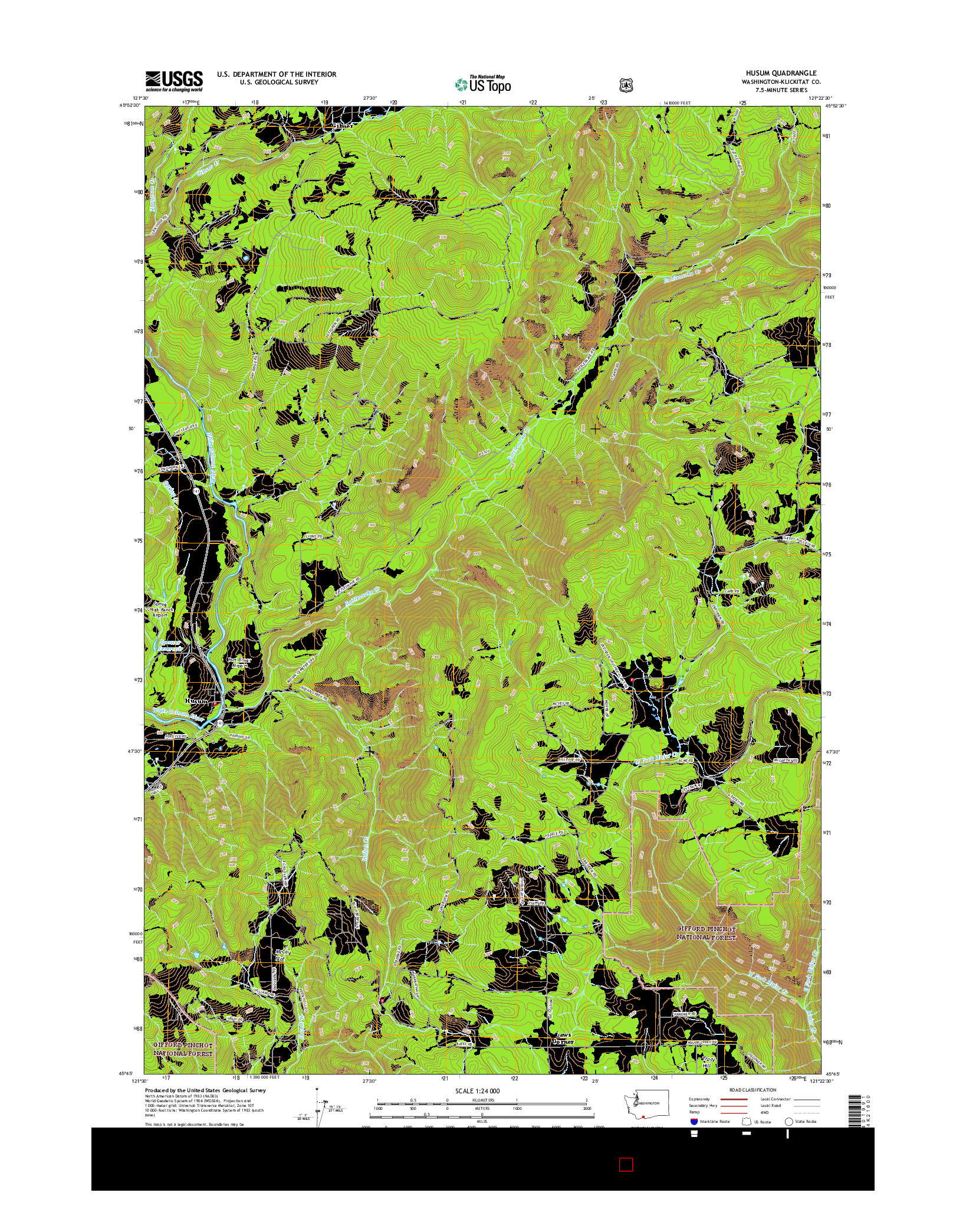 USGS US TOPO 7.5-MINUTE MAP FOR HUSUM, WA 2017