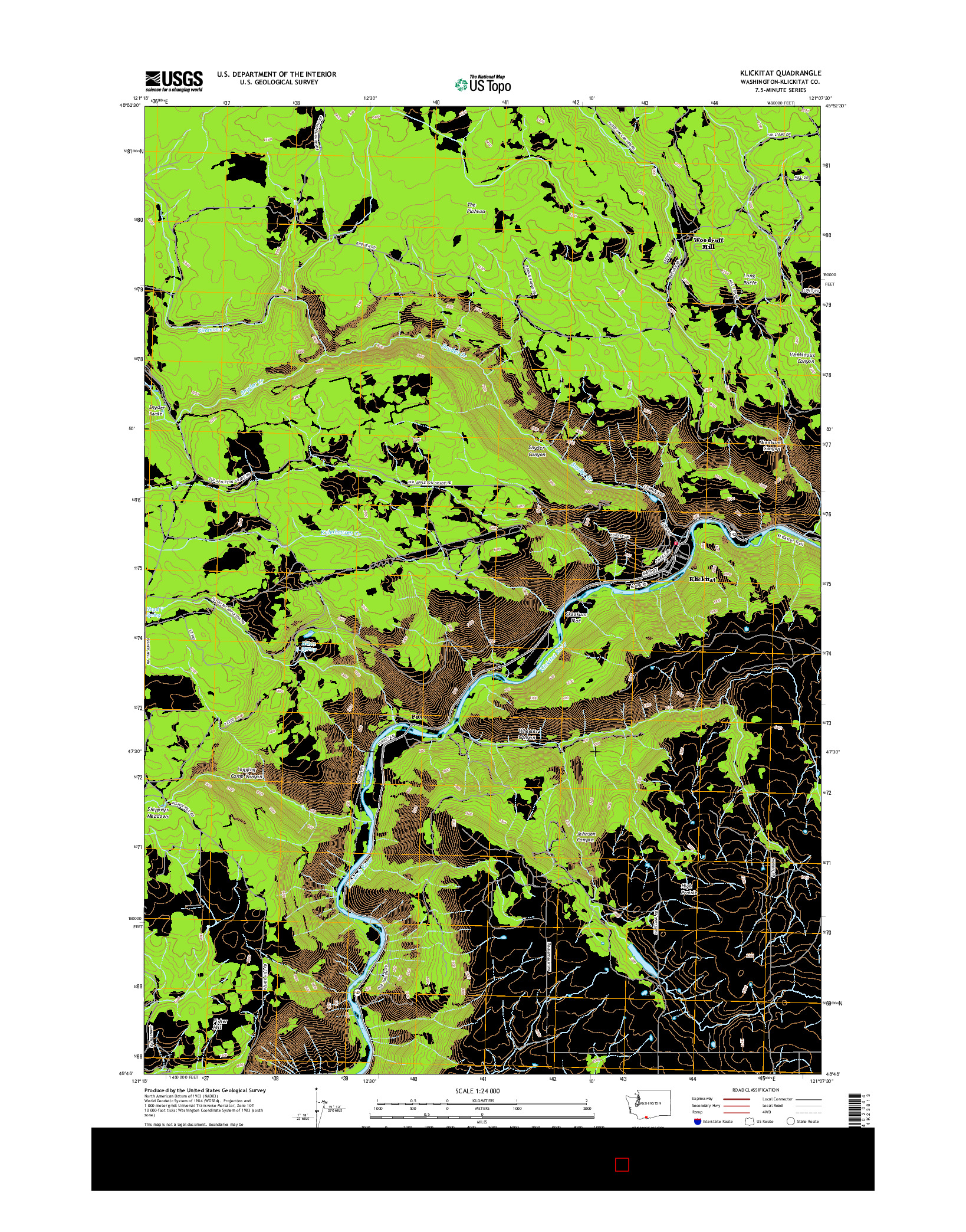 USGS US TOPO 7.5-MINUTE MAP FOR KLICKITAT, WA 2017