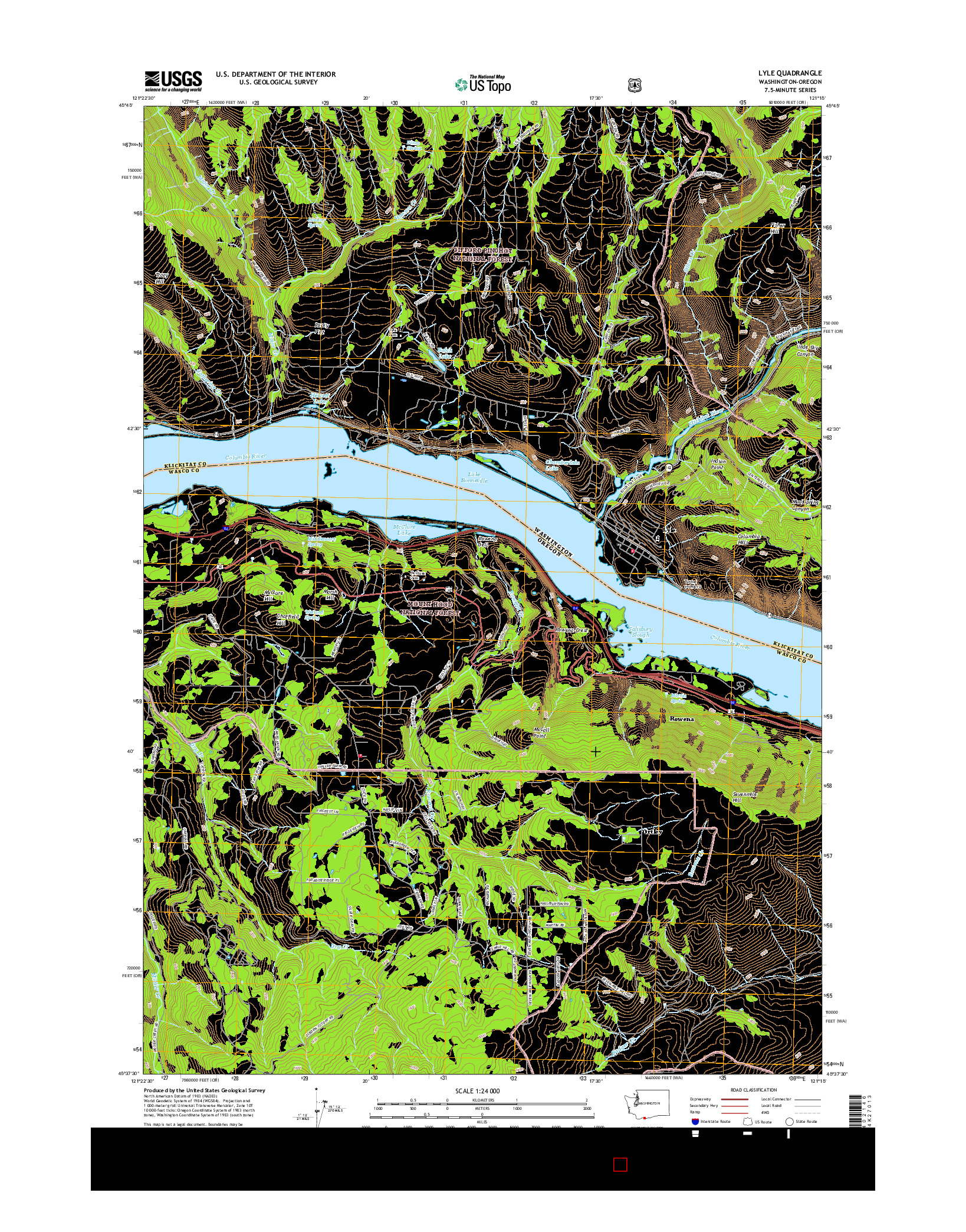 USGS US TOPO 7.5-MINUTE MAP FOR LYLE, WA-OR 2017