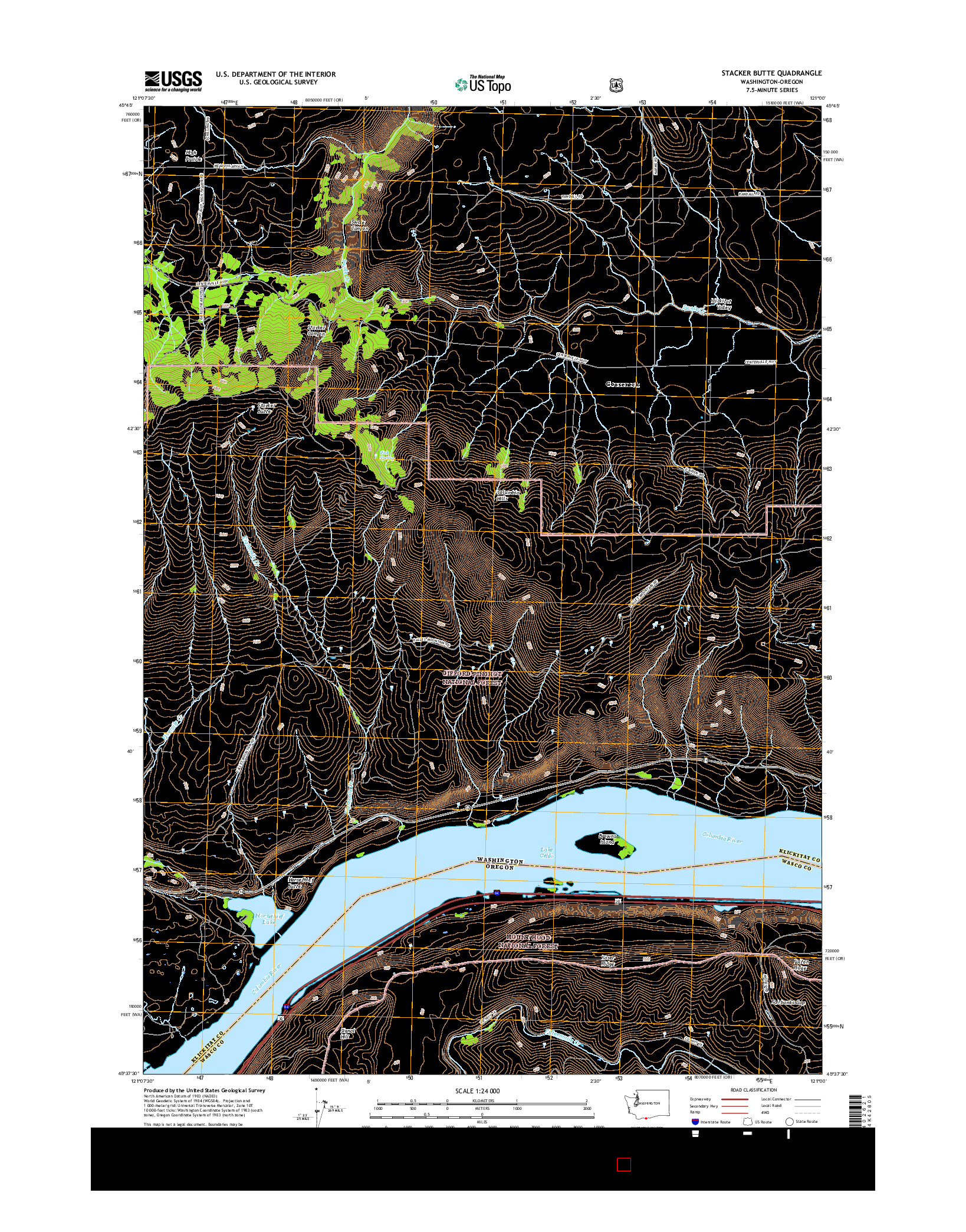 USGS US TOPO 7.5-MINUTE MAP FOR STACKER BUTTE, WA-OR 2017