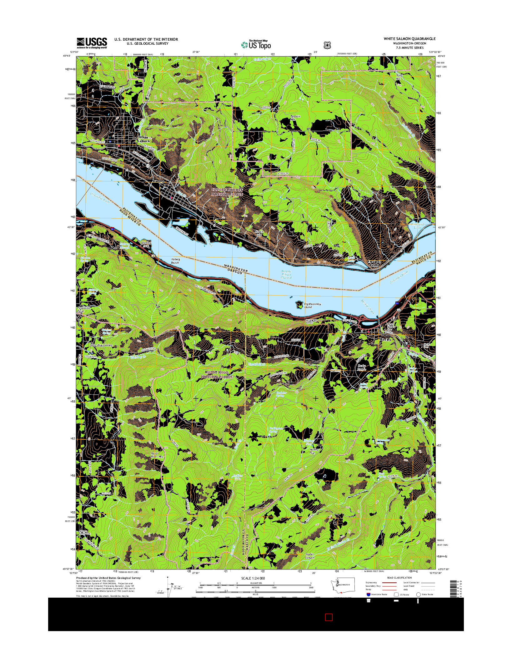 USGS US TOPO 7.5-MINUTE MAP FOR WHITE SALMON, WA-OR 2017