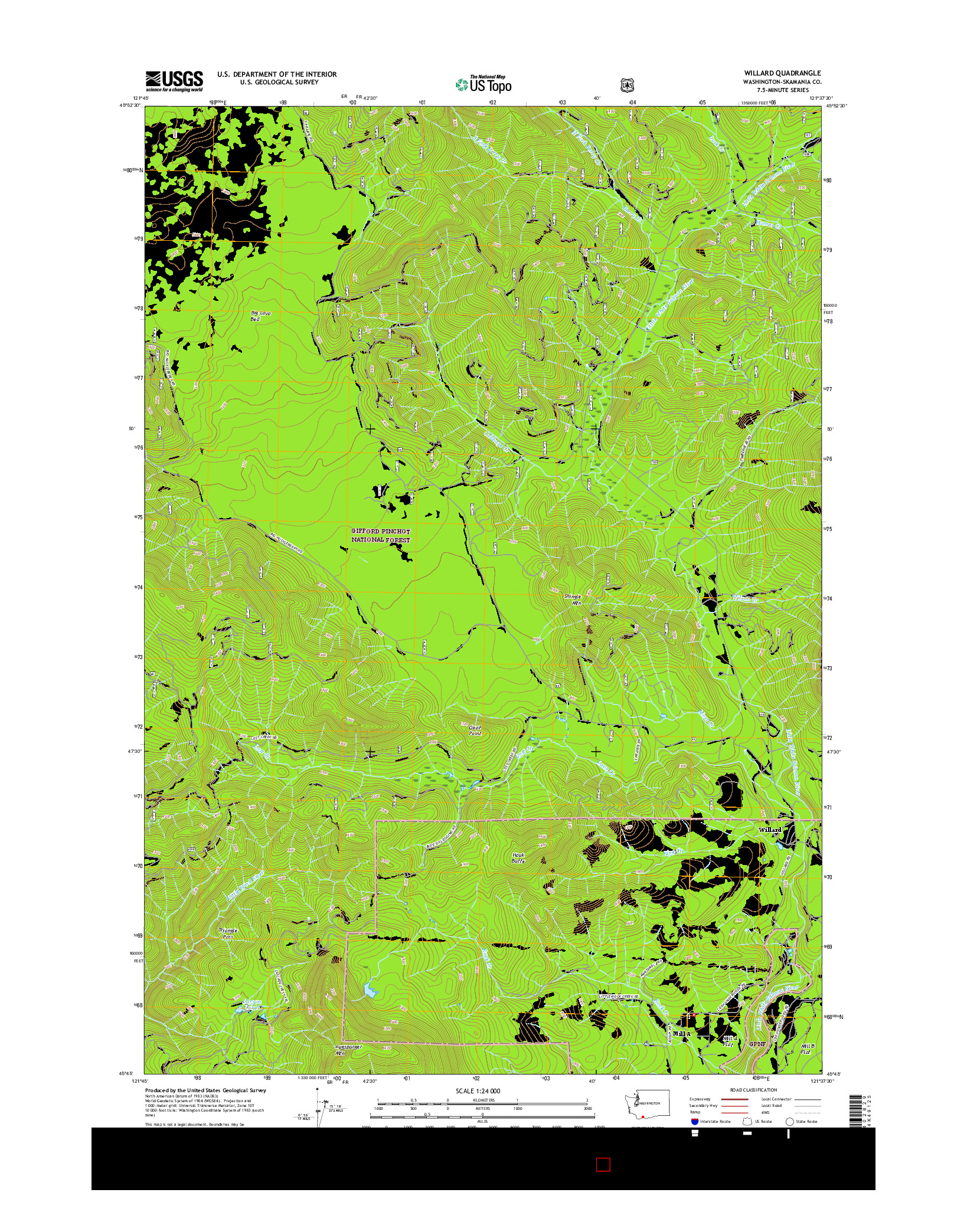 USGS US TOPO 7.5-MINUTE MAP FOR WILLARD, WA 2017