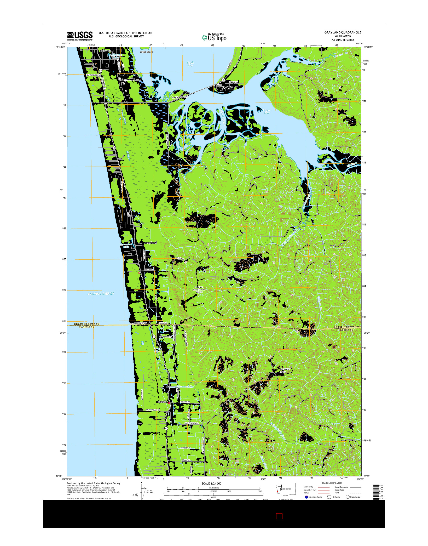 USGS US TOPO 7.5-MINUTE MAP FOR GRAYLAND, WA 2017