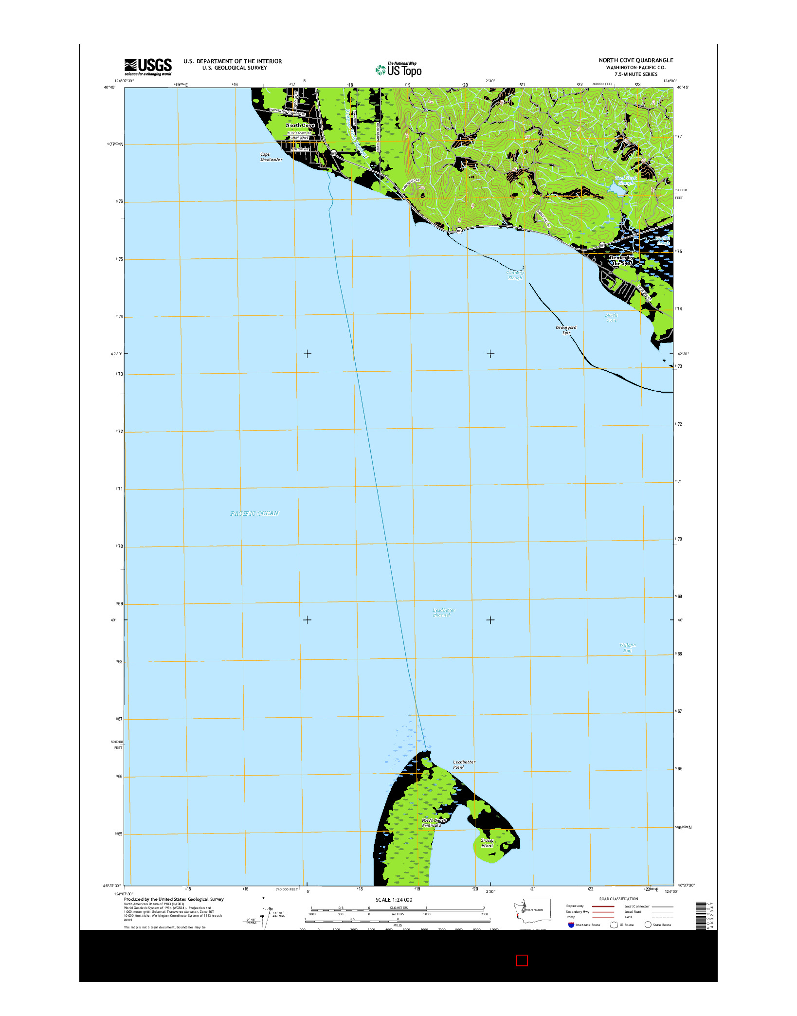 USGS US TOPO 7.5-MINUTE MAP FOR NORTH COVE, WA 2017