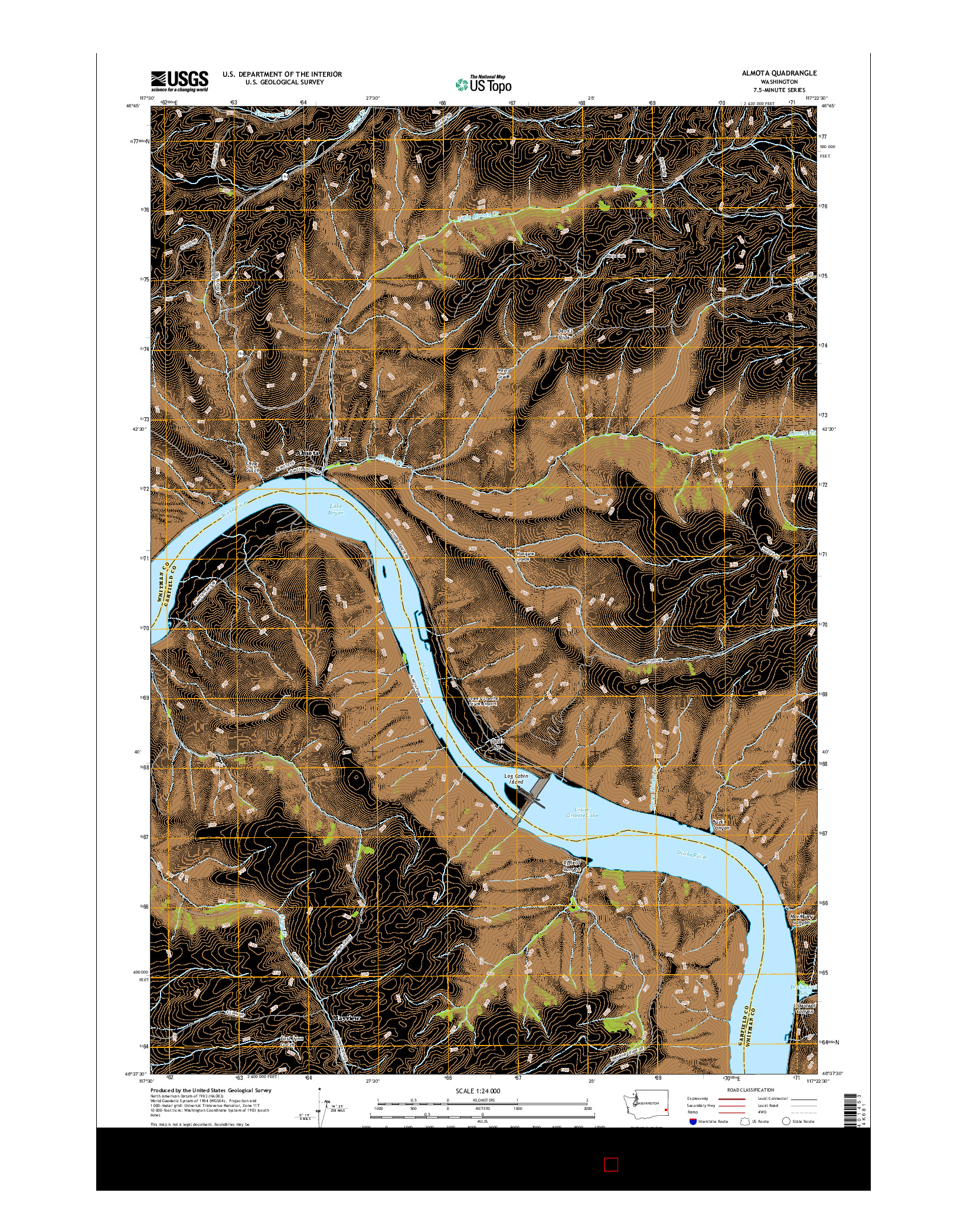 USGS US TOPO 7.5-MINUTE MAP FOR ALMOTA, WA 2017