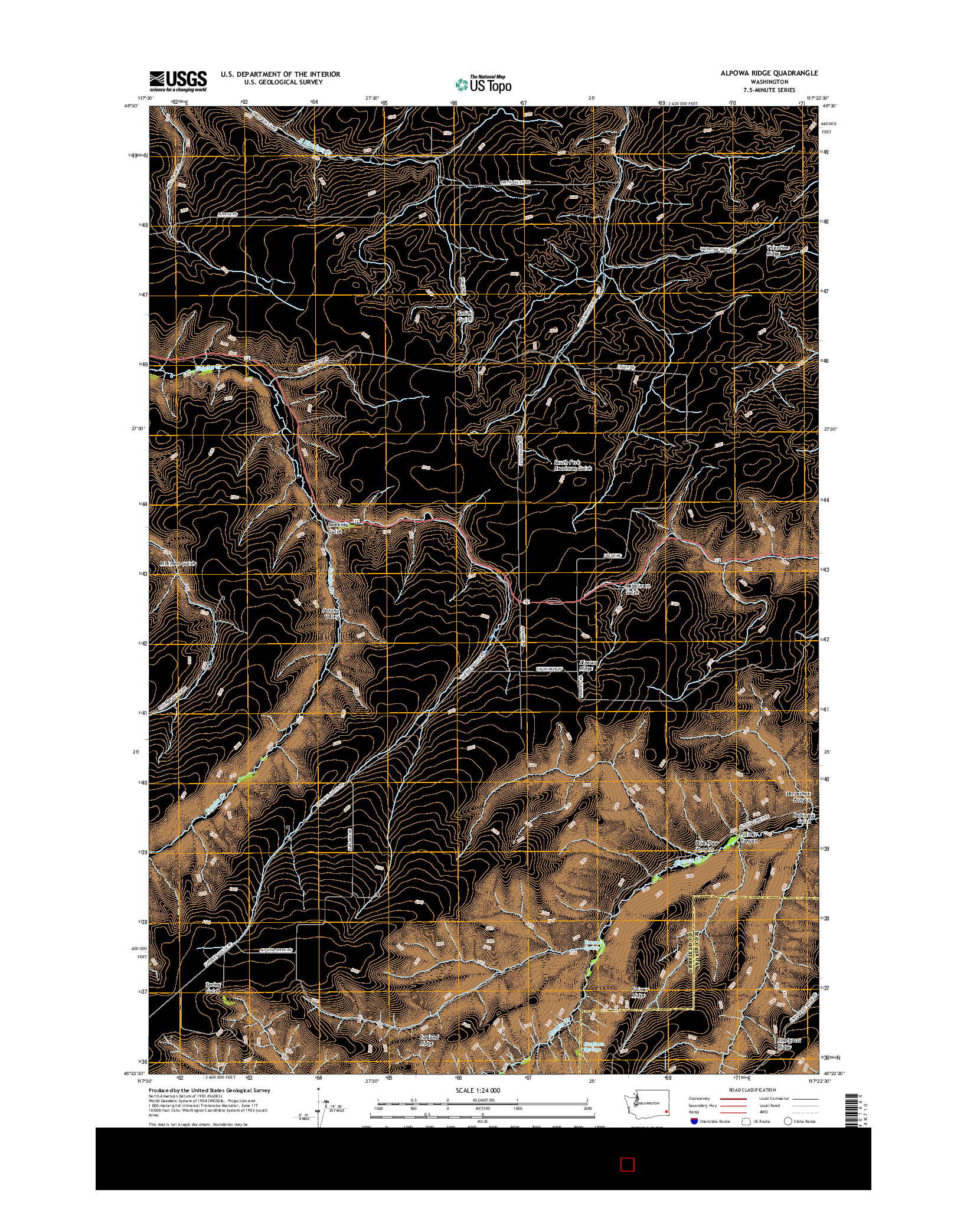 USGS US TOPO 7.5-MINUTE MAP FOR ALPOWA RIDGE, WA 2017