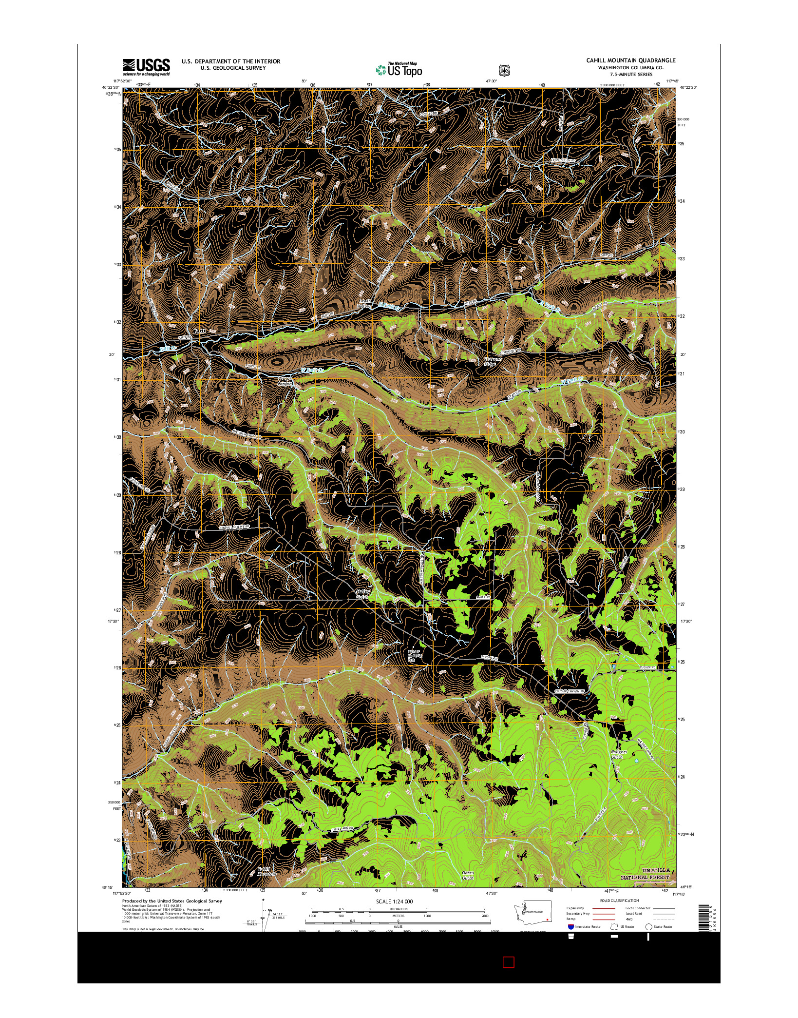 USGS US TOPO 7.5-MINUTE MAP FOR CAHILL MOUNTAIN, WA 2017