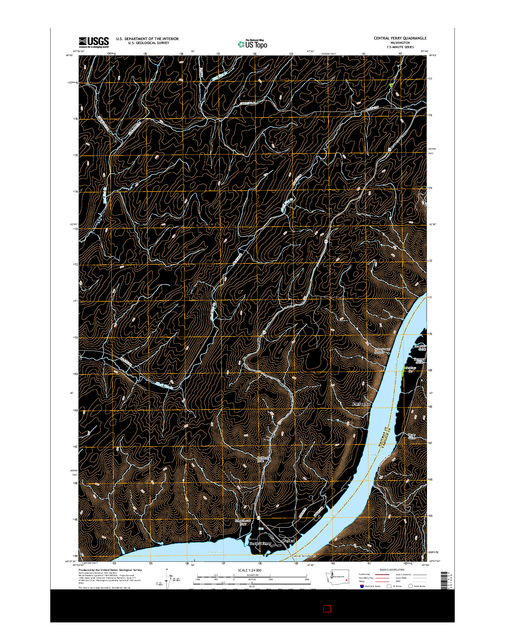 USGS US TOPO 7.5-MINUTE MAP FOR CENTRAL FERRY, WA 2017