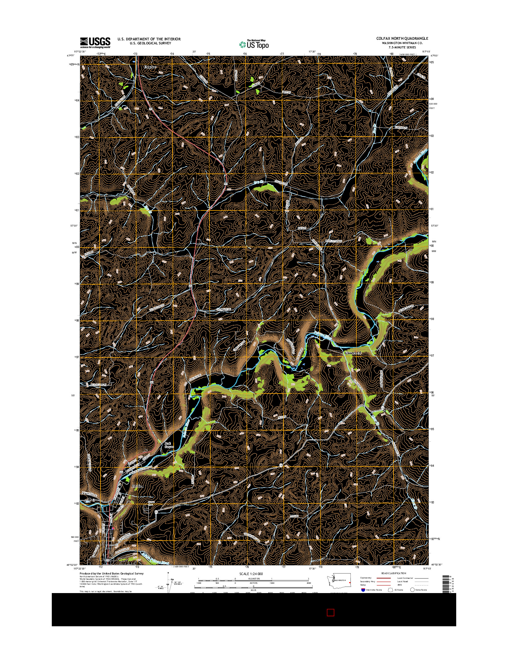 USGS US TOPO 7.5-MINUTE MAP FOR COLFAX NORTH, WA 2017