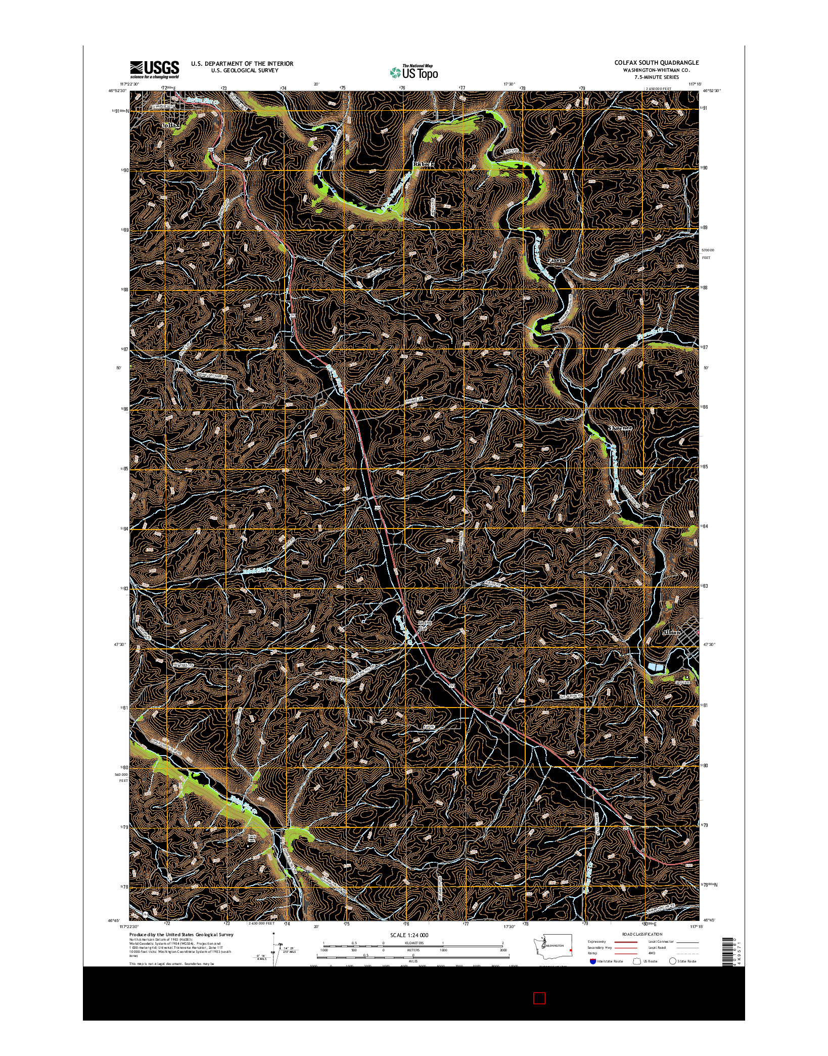 USGS US TOPO 7.5-MINUTE MAP FOR COLFAX SOUTH, WA 2017