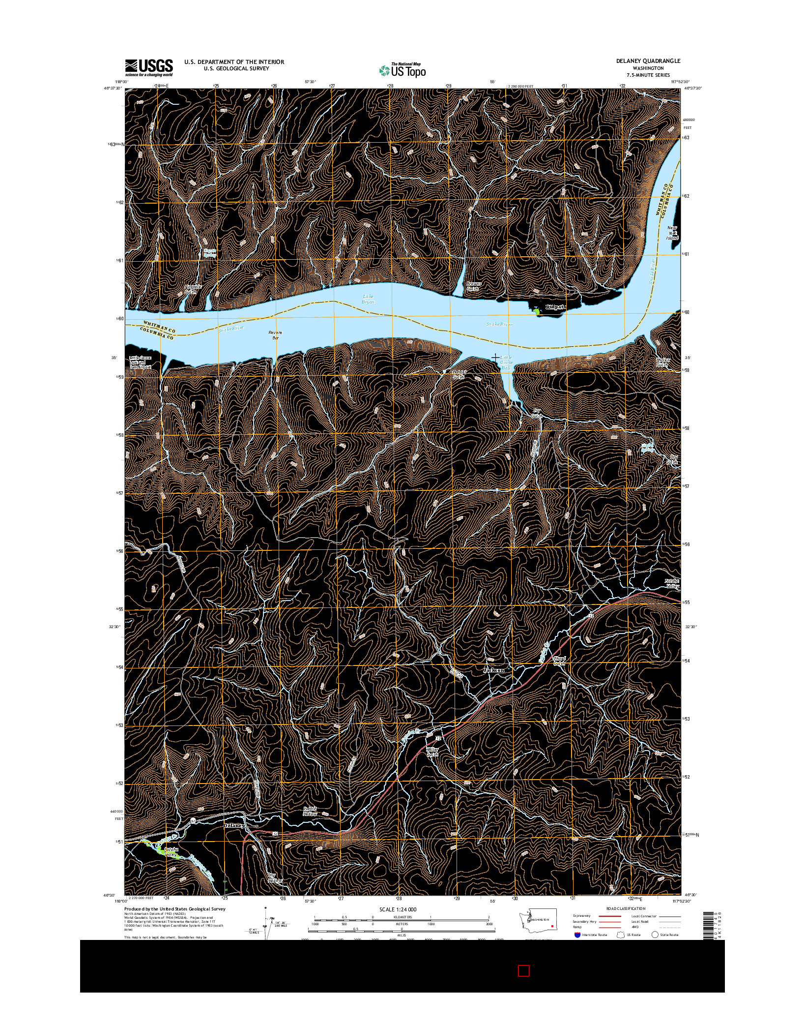 USGS US TOPO 7.5-MINUTE MAP FOR DELANEY, WA 2017