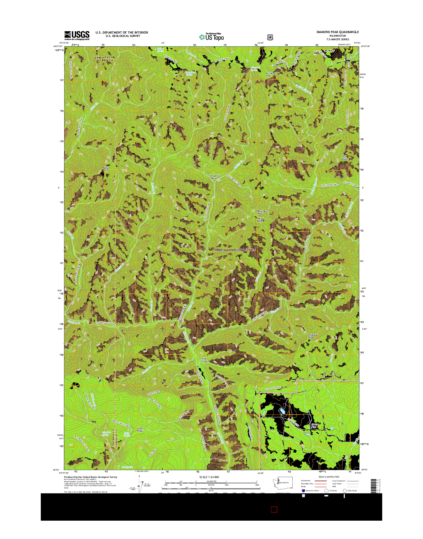 USGS US TOPO 7.5-MINUTE MAP FOR DIAMOND PEAK, WA 2017