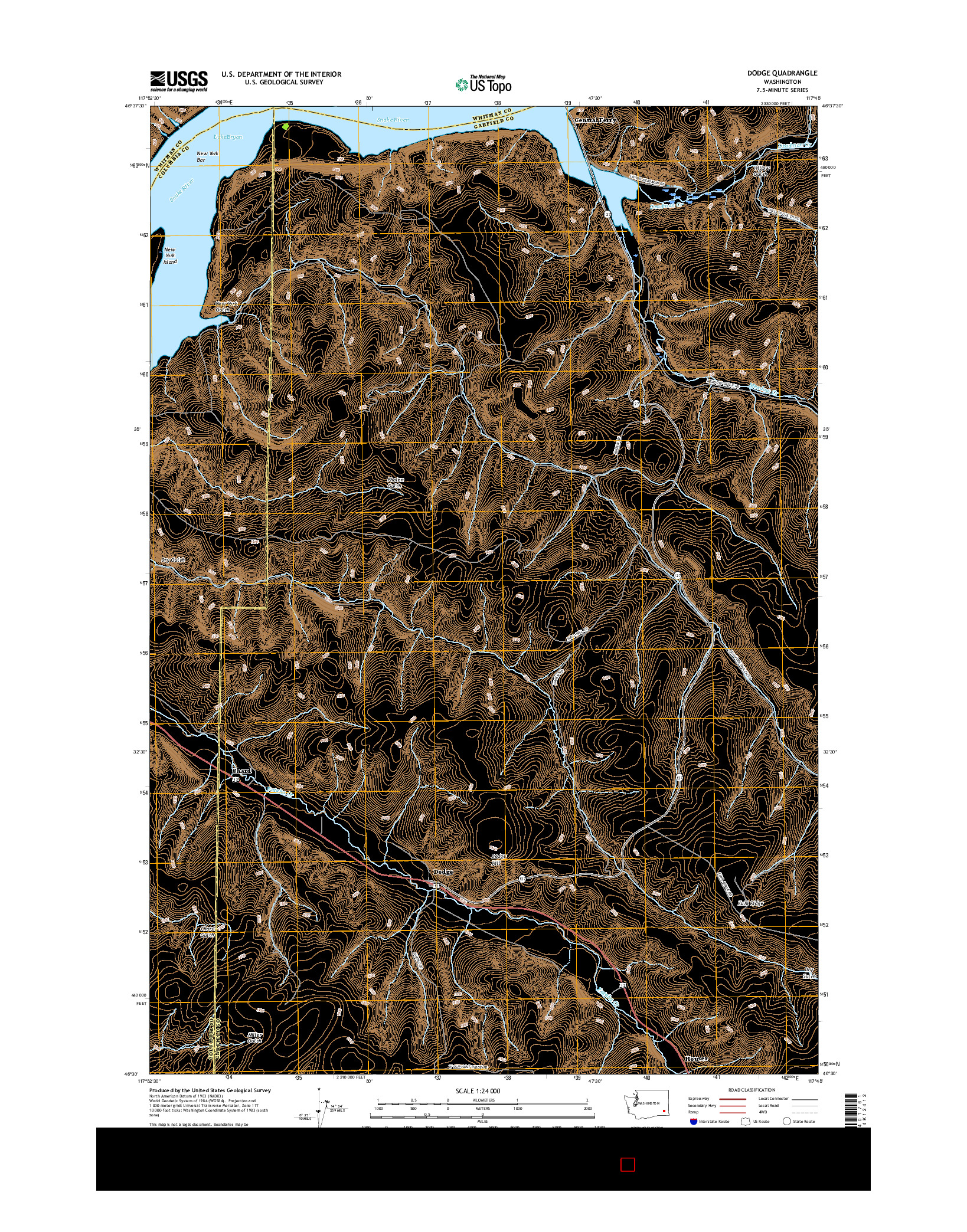 USGS US TOPO 7.5-MINUTE MAP FOR DODGE, WA 2017