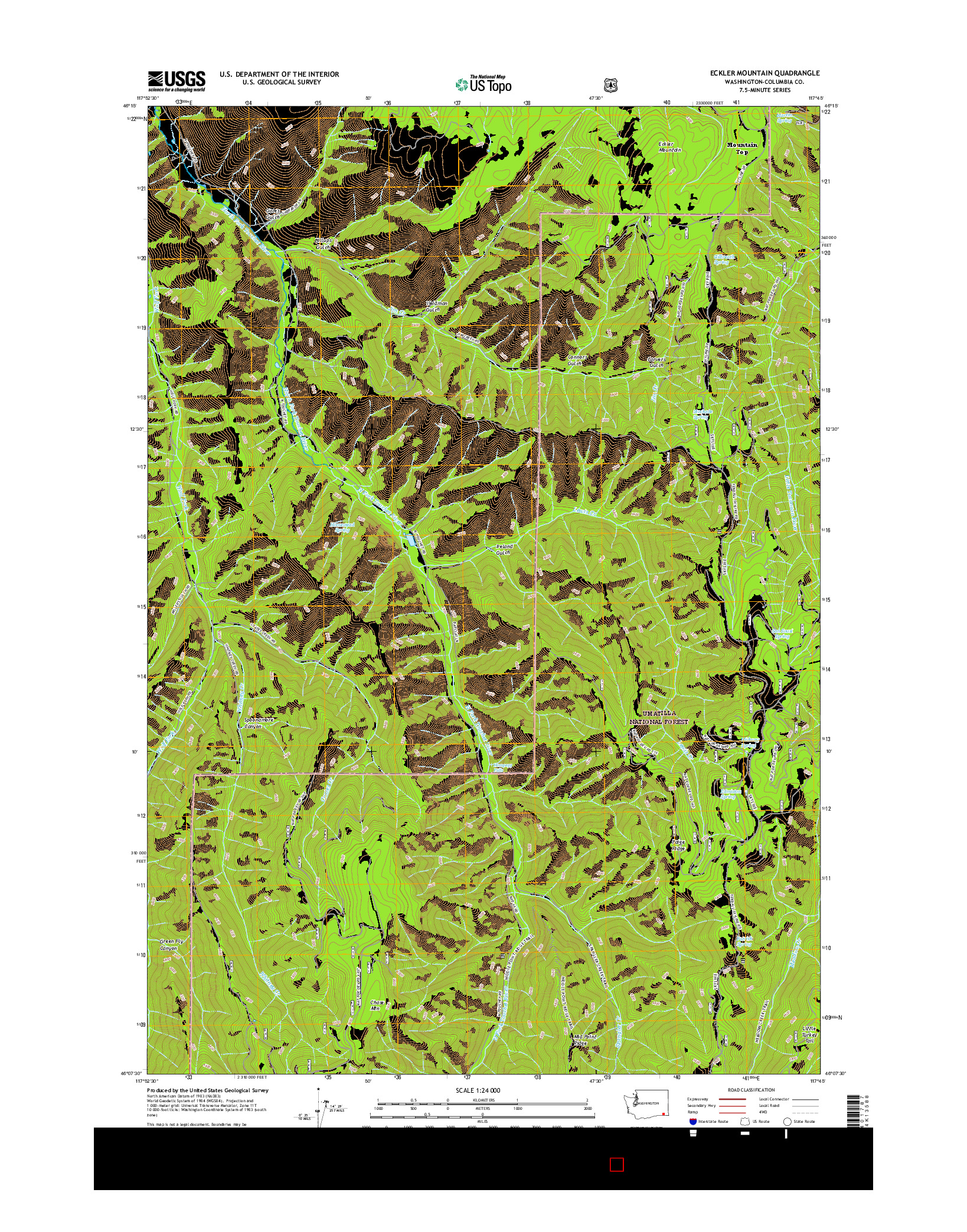 USGS US TOPO 7.5-MINUTE MAP FOR ECKLER MOUNTAIN, WA 2017