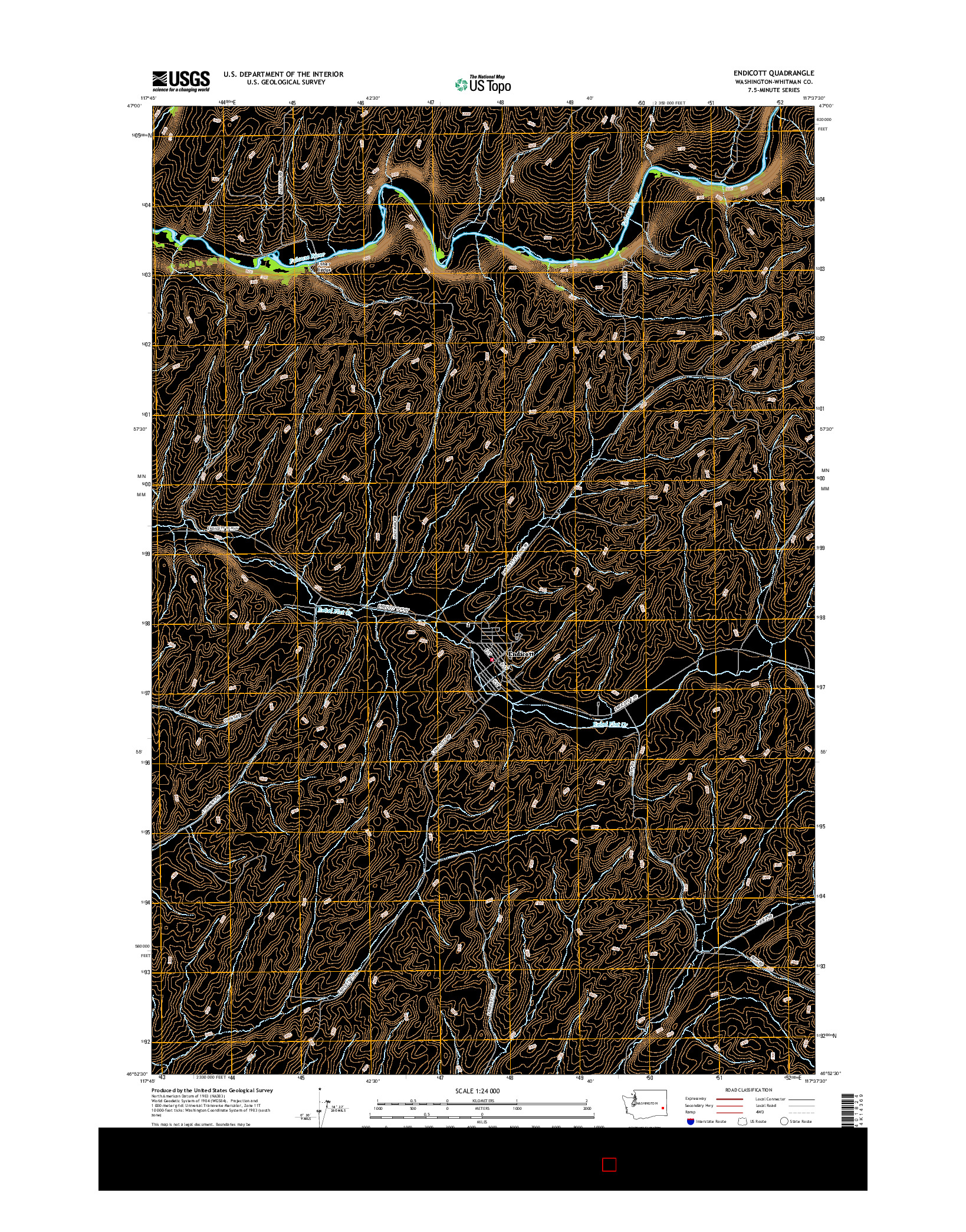 USGS US TOPO 7.5-MINUTE MAP FOR ENDICOTT, WA 2017