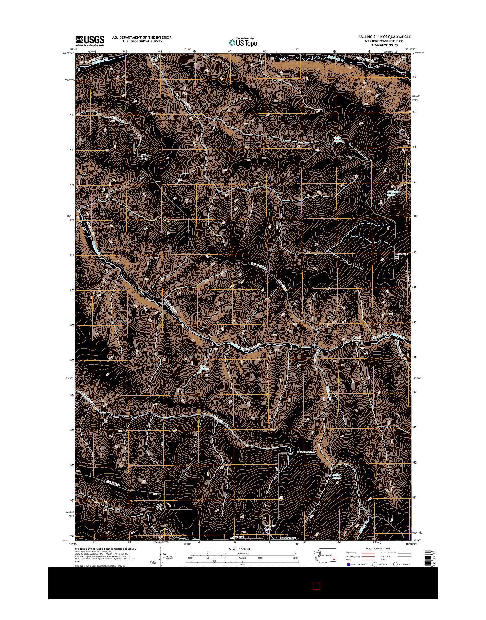 USGS US TOPO 7.5-MINUTE MAP FOR FALLING SPRINGS, WA 2017