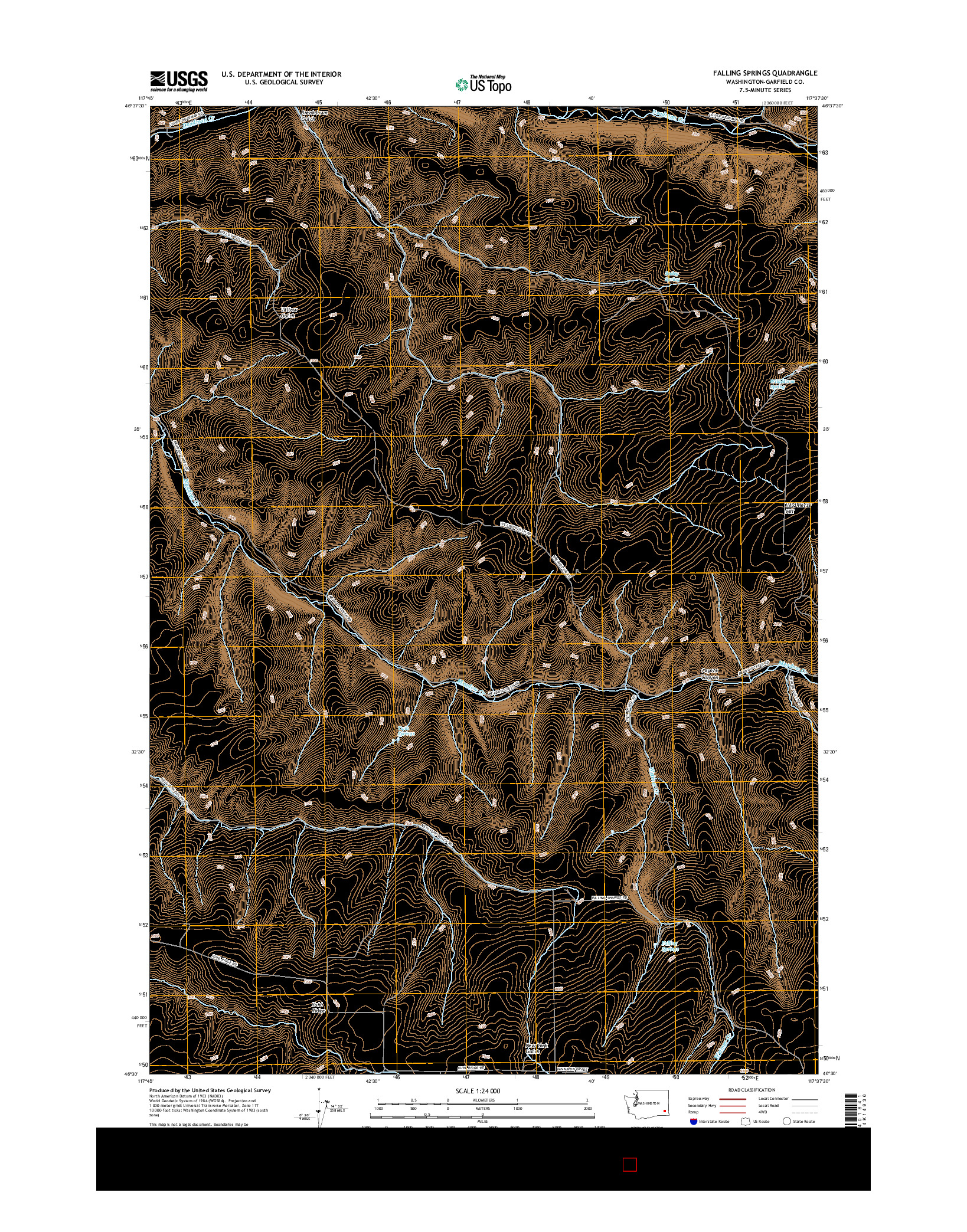 USGS US TOPO 7.5-MINUTE MAP FOR FALLING SPRINGS, WA 2017