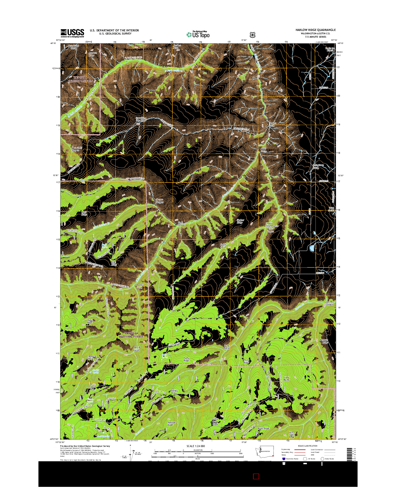 USGS US TOPO 7.5-MINUTE MAP FOR HARLOW RIDGE, WA 2017