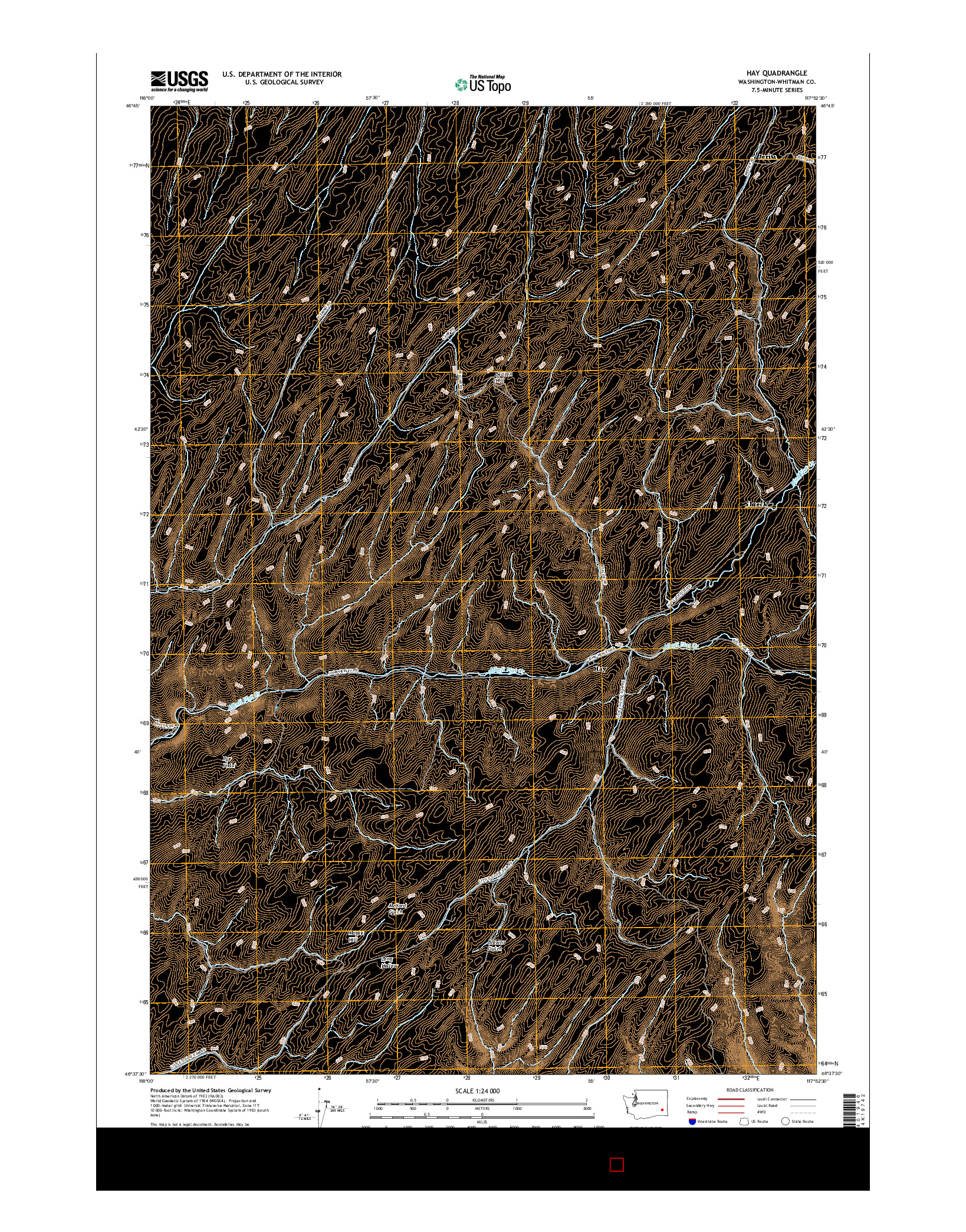 USGS US TOPO 7.5-MINUTE MAP FOR HAY, WA 2017