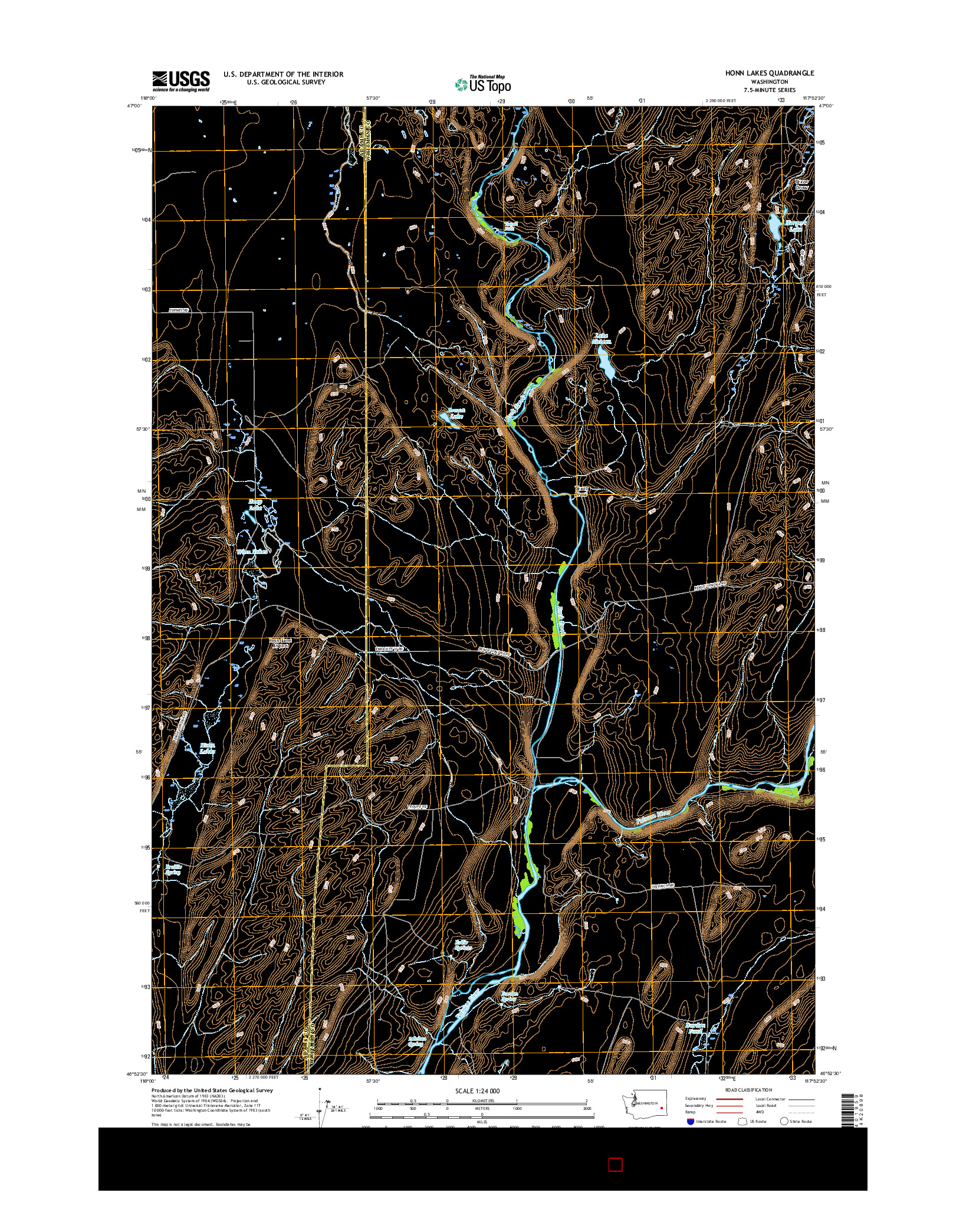 USGS US TOPO 7.5-MINUTE MAP FOR HONN LAKES, WA 2017