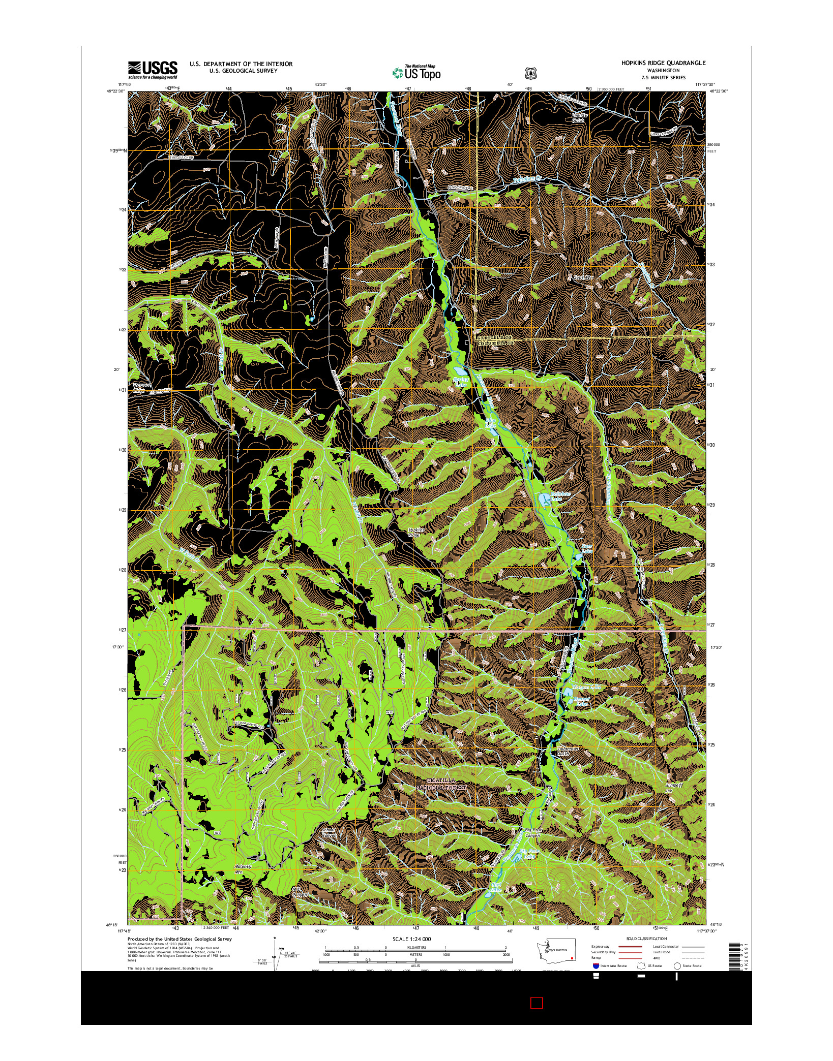 USGS US TOPO 7.5-MINUTE MAP FOR HOPKINS RIDGE, WA 2017