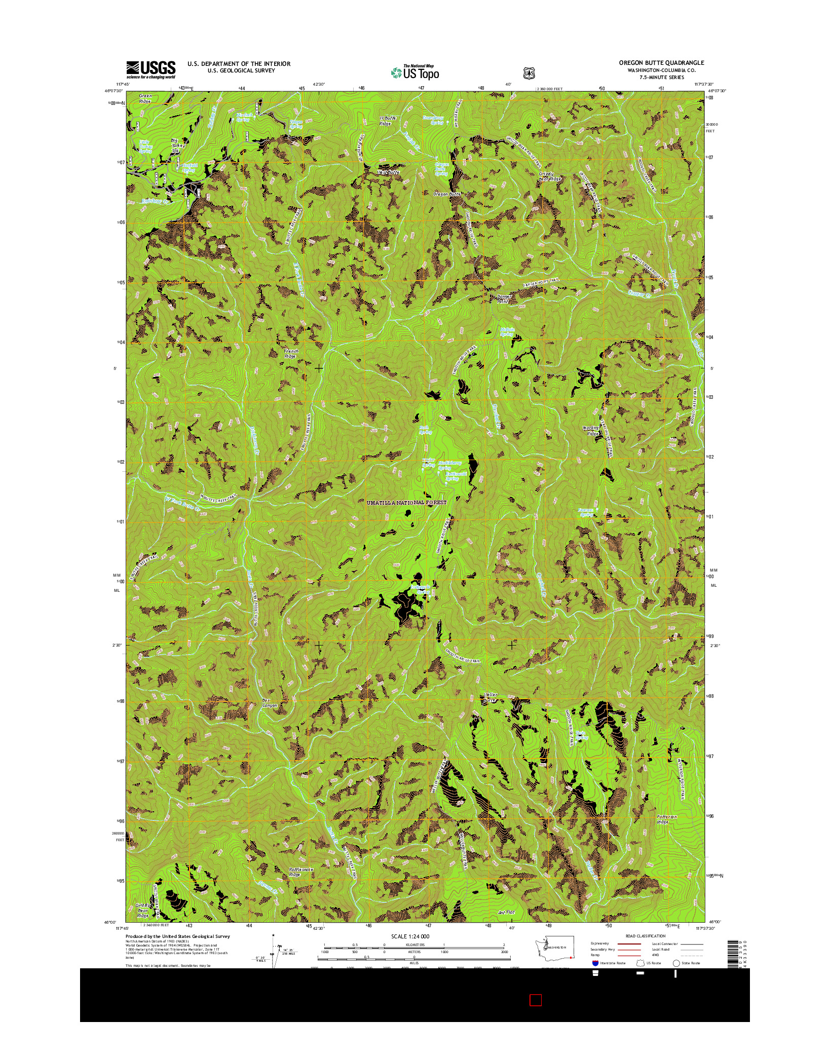 USGS US TOPO 7.5-MINUTE MAP FOR OREGON BUTTE, WA 2017