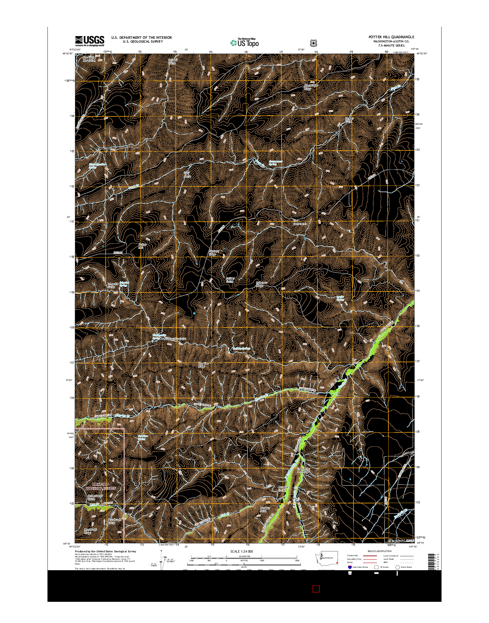 USGS US TOPO 7.5-MINUTE MAP FOR POTTER HILL, WA 2017