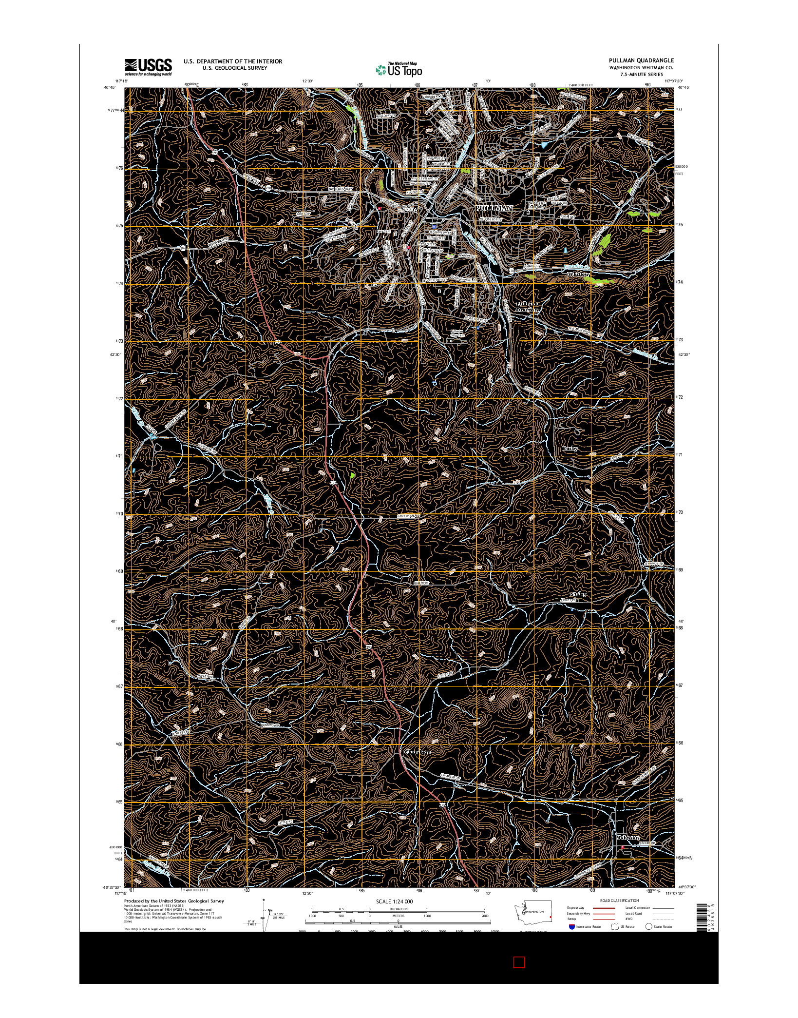 USGS US TOPO 7.5-MINUTE MAP FOR PULLMAN, WA 2017